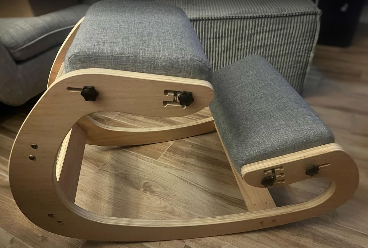 Ergonomic Kneeling Chair with Wooden Frame - Adjustable Height Office Chair with Soft Padding for Back Pain Relief, Posture Correcting Home & Office Desk Chair Wood customer photo 1