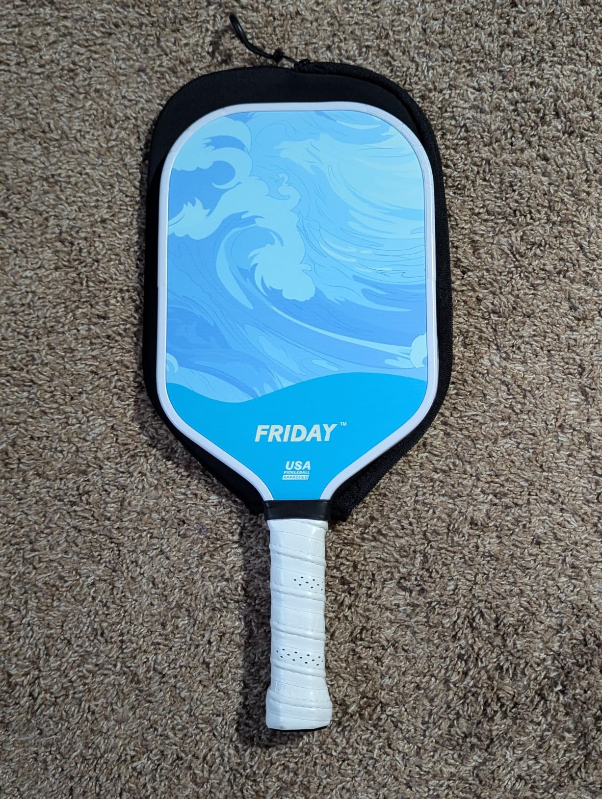 Friday Pickleball Paddle, USA Pickleball Approved, Durable Carbon Fiber, Thermoformed Unibody Design, Honeycomb Core, Gritty Surface for Spin customer photo 1