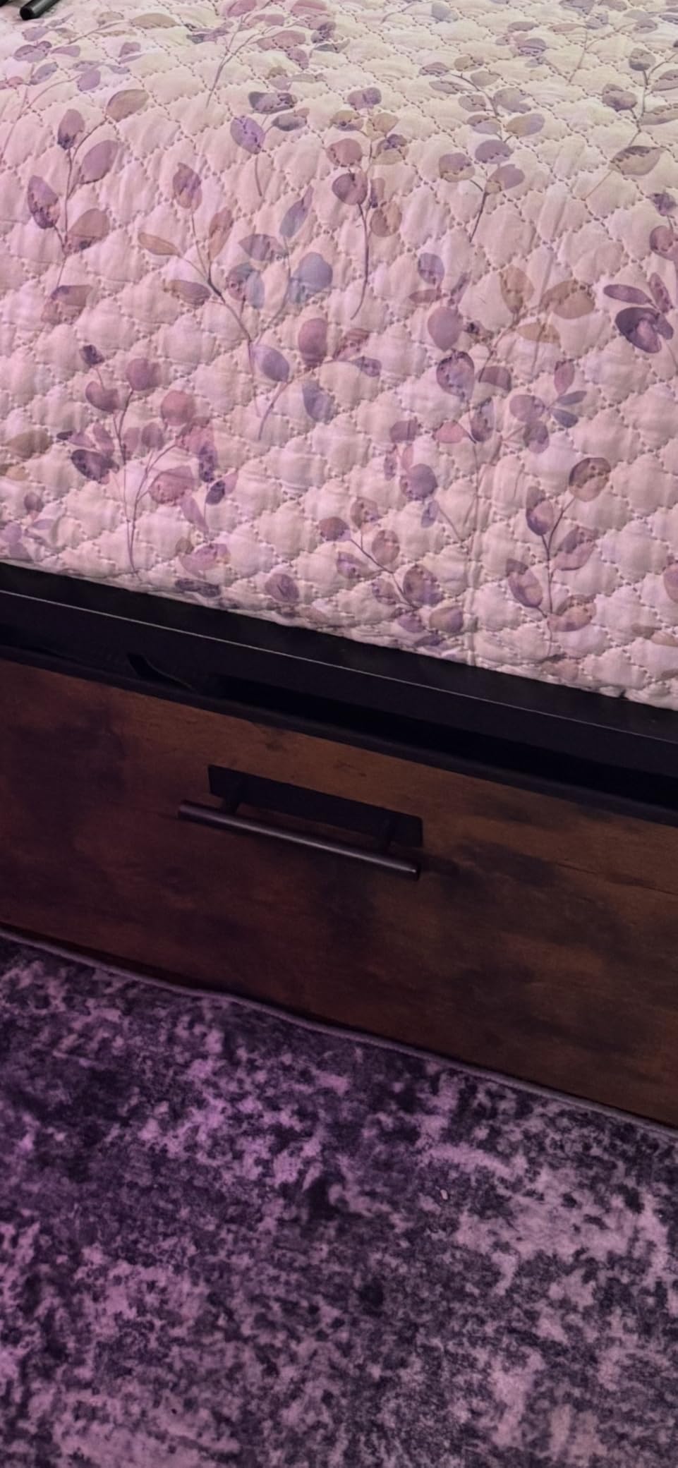 Forestell Queen Bed Frame with Wood Headboard, Black Platform Bed with 2 Storage Drawers & Shelf, Built-in Charging Station & LED Lights, Metal Support, No Box Spring Needed, Queen Size customer photo 2