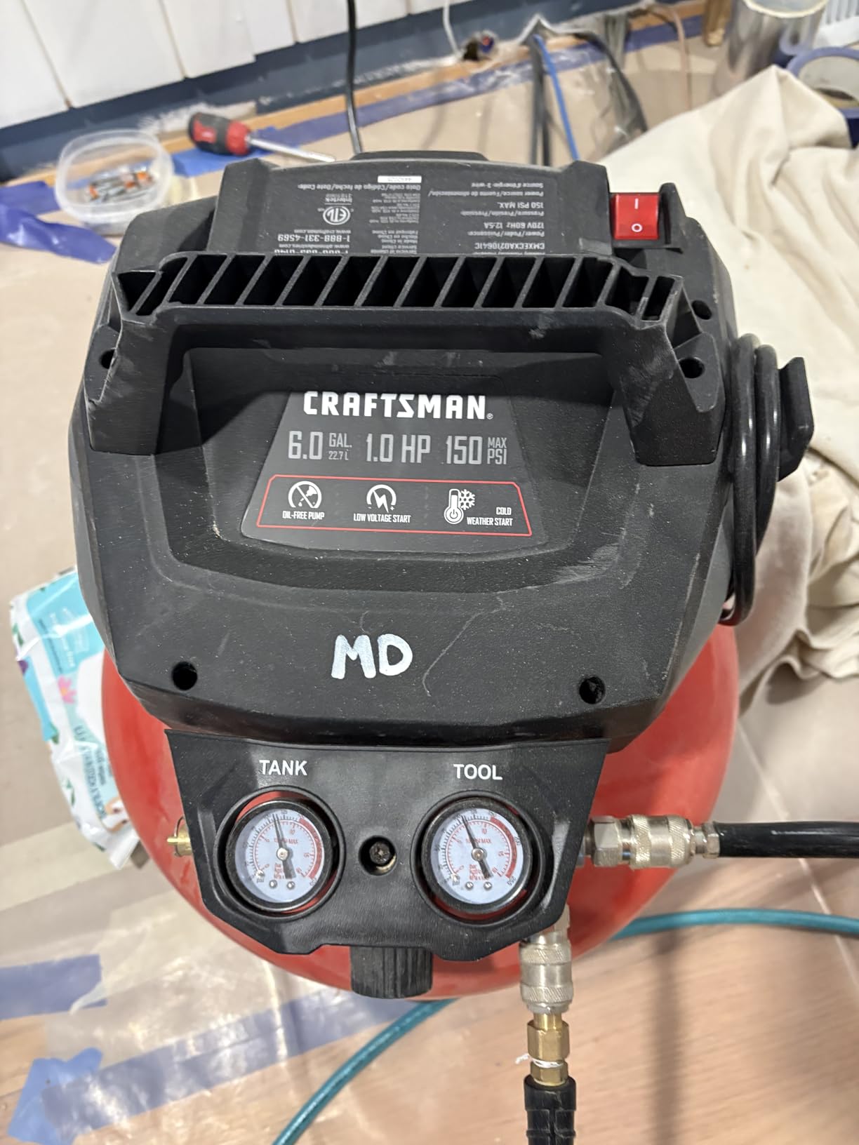 CRAFTSMAN 6-Gal 150 PSI Oil-Free Pancake Air Compressor with 25-ft Hose customer photo 2
