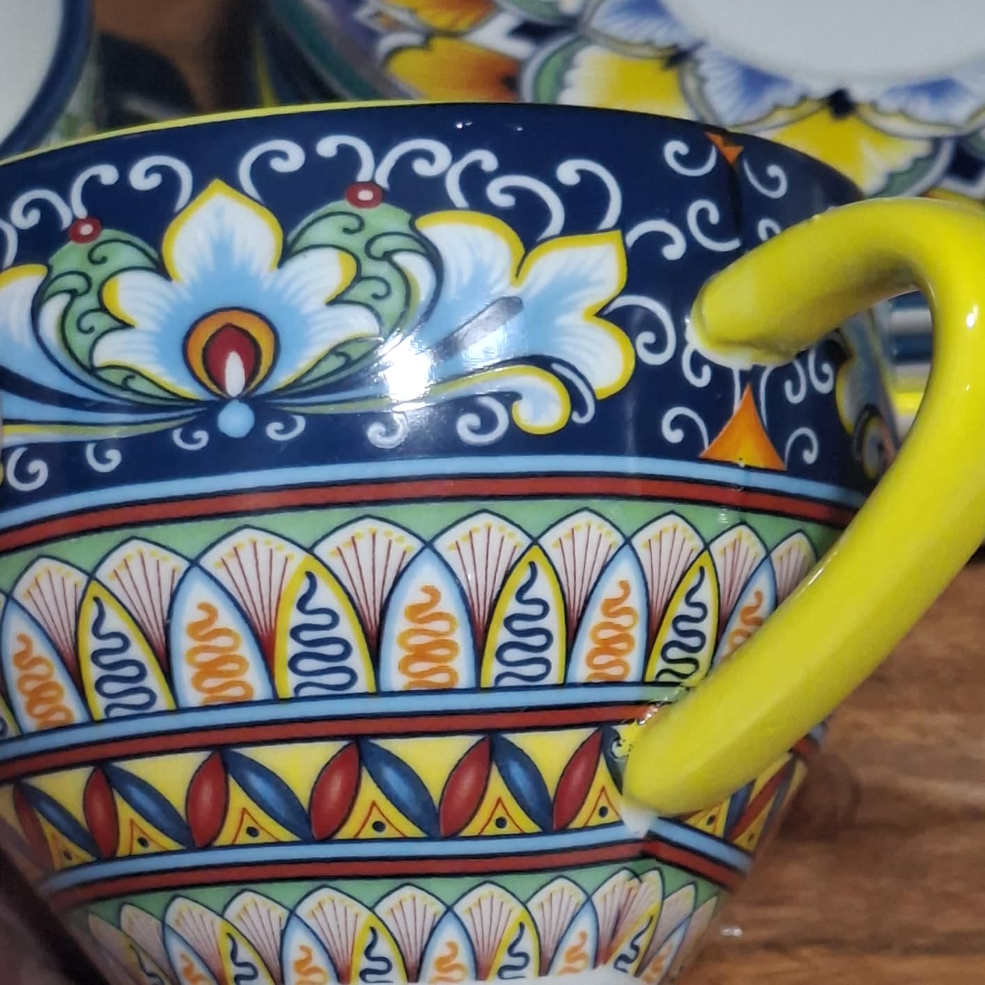 vancasso 8 oz Cappuccino Cups with Saucers Set of 6, Bohemian Ceramic Coffee Cup for Latte, Tea, Espresso, Microwave & Dishwasher Safe - Porcelain Tea Cups and Saucers for Kitchen or Cafe customer photo 2
