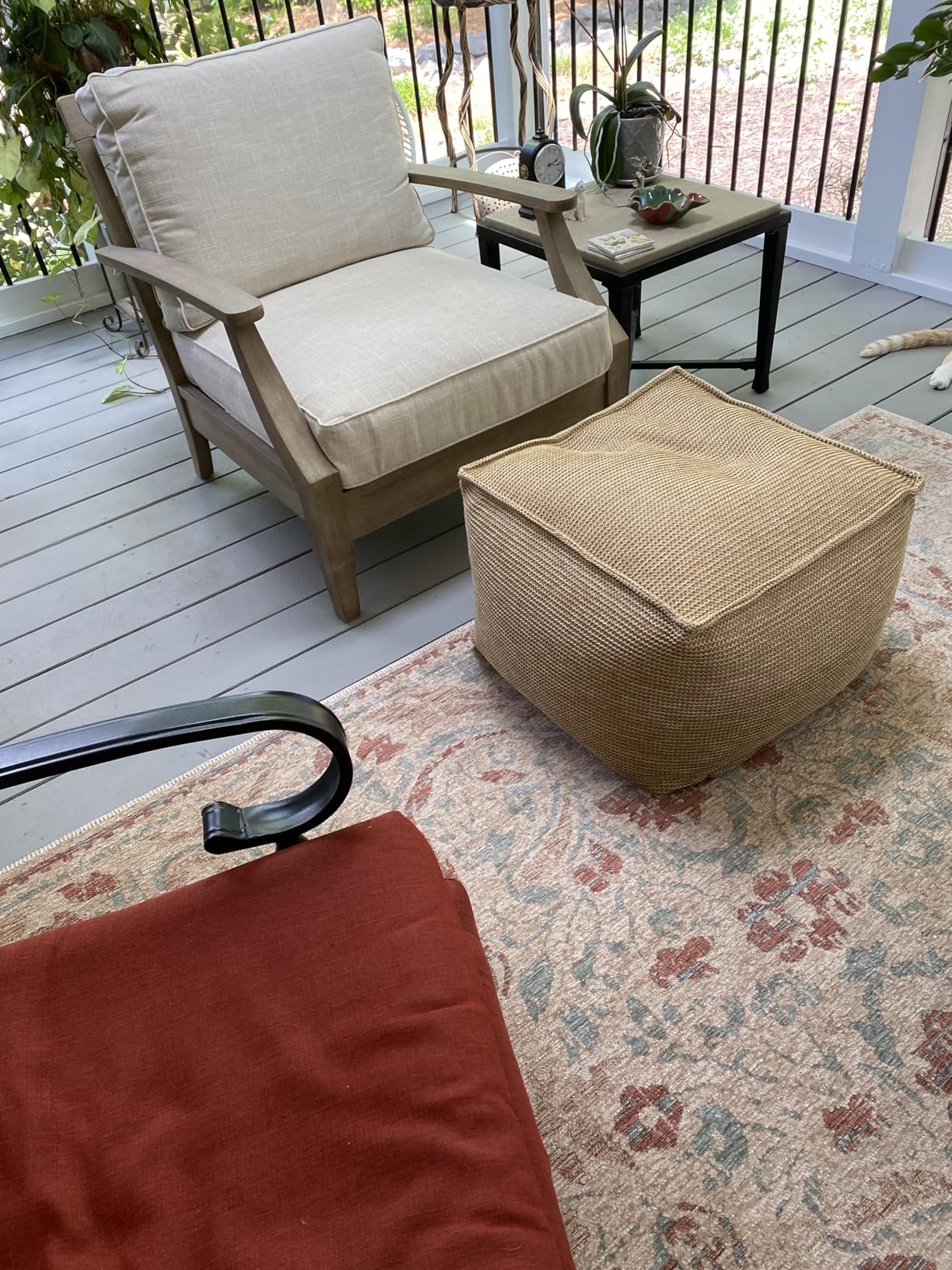 Signature Design by Ashley 4-Piece L-Shape Clare View Outdoor Sectional, Patio Conversation Furniture Set, Eucalyptus Wood with Nuvella Fabric Cushions for Backyard, Beige customer photo 2