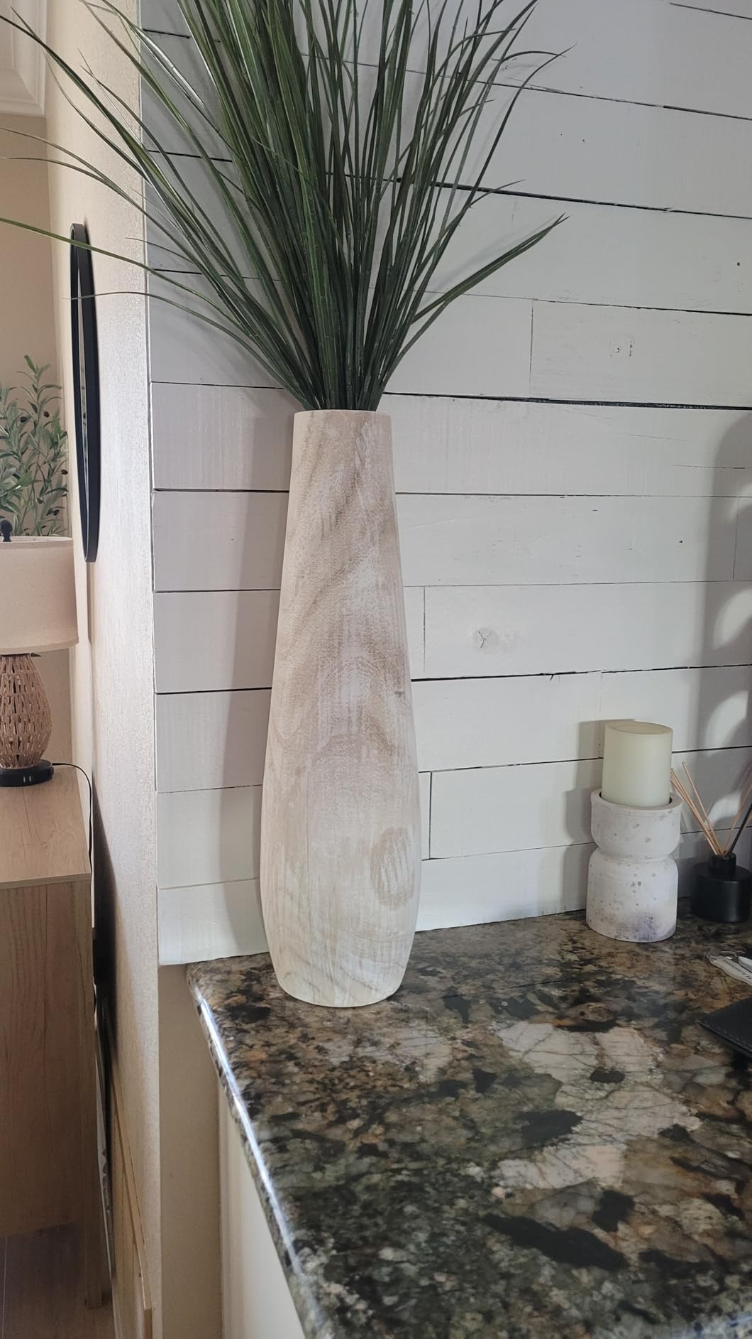 Hanobe Wooden Tall Floor Vase: 22 Inch Decorative Vases for Pampas Grass Large Vase for Boho Rustic Farmhouse Living Room Bedroom Hallway Corner Neutral Home Decor customer photo 1