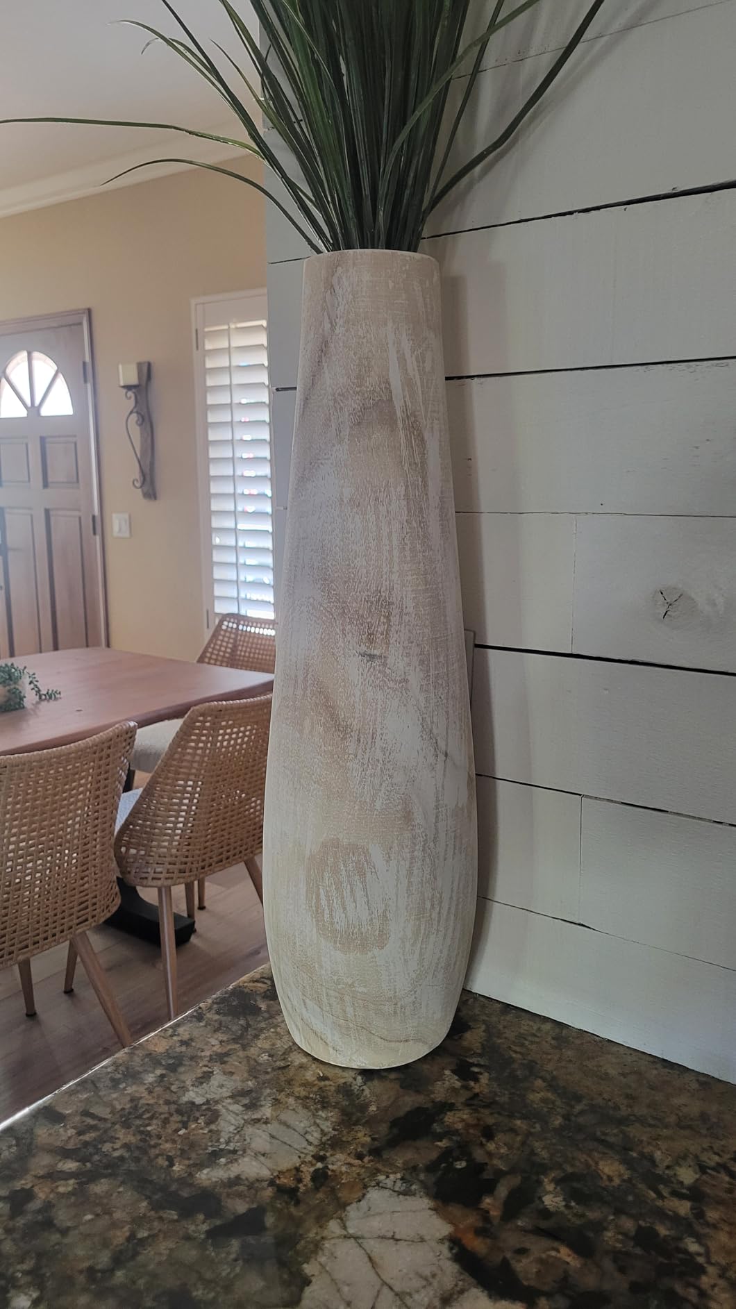 Hanobe Wooden Tall Floor Vase: 22 Inch Decorative Vases for Pampas Grass Large Vase for Boho Rustic Farmhouse Living Room Bedroom Hallway Corner Neutral Home Decor customer photo 2