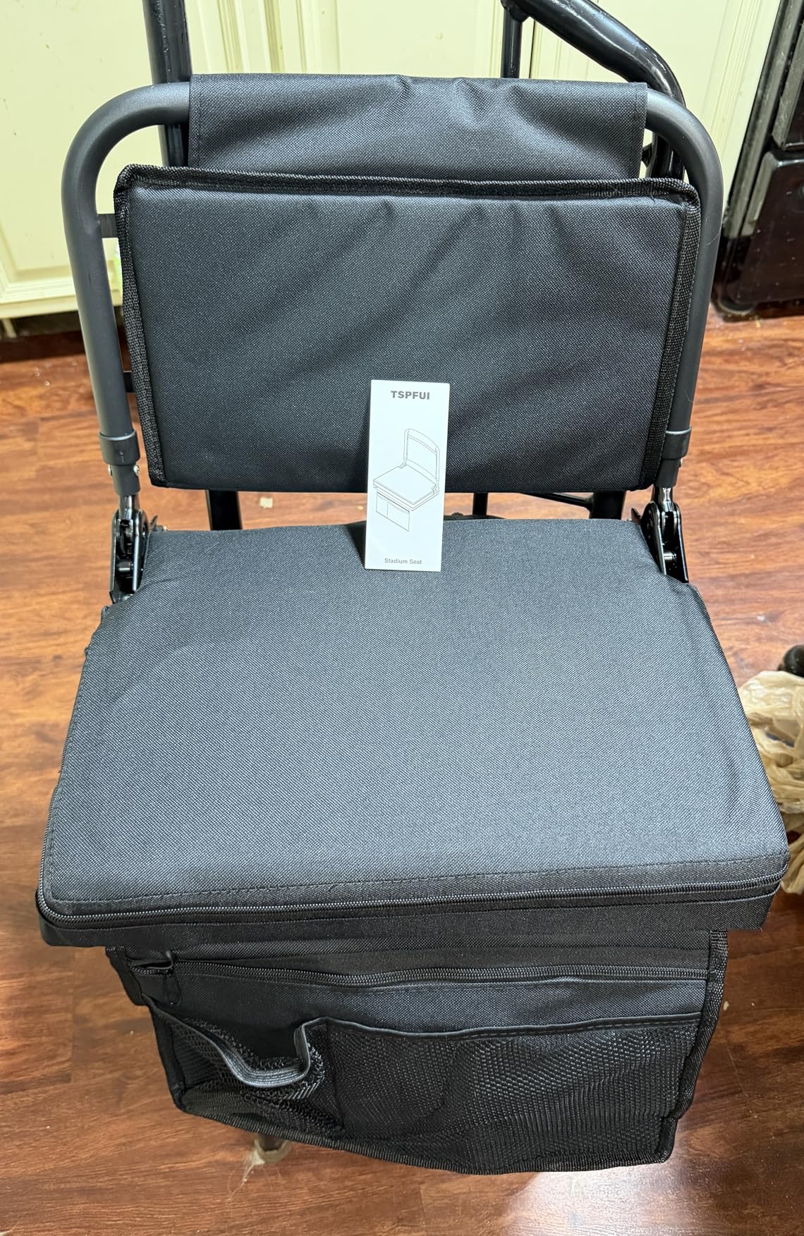 Heated Stadium Seat with Back Support Foldable Bleach Chair, Portable 90-180 Degree Angle and Adjustable Height Recliner and Thick Cushion, Used for Sports Events & Concerts Includes Shoulder Strap(Heatable) customer photo 1