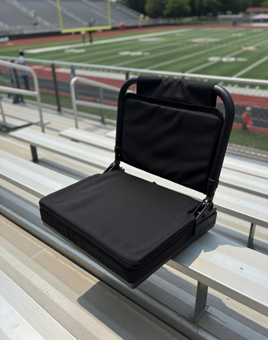 Heated Stadium Seat with Back Support Foldable Bleach Chair, Portable 90-180 Degree Angle and Adjustable Height Recliner and Thick Cushion, Used for Sports Events & Concerts Includes Shoulder Strap(Heatable) customer photo 2