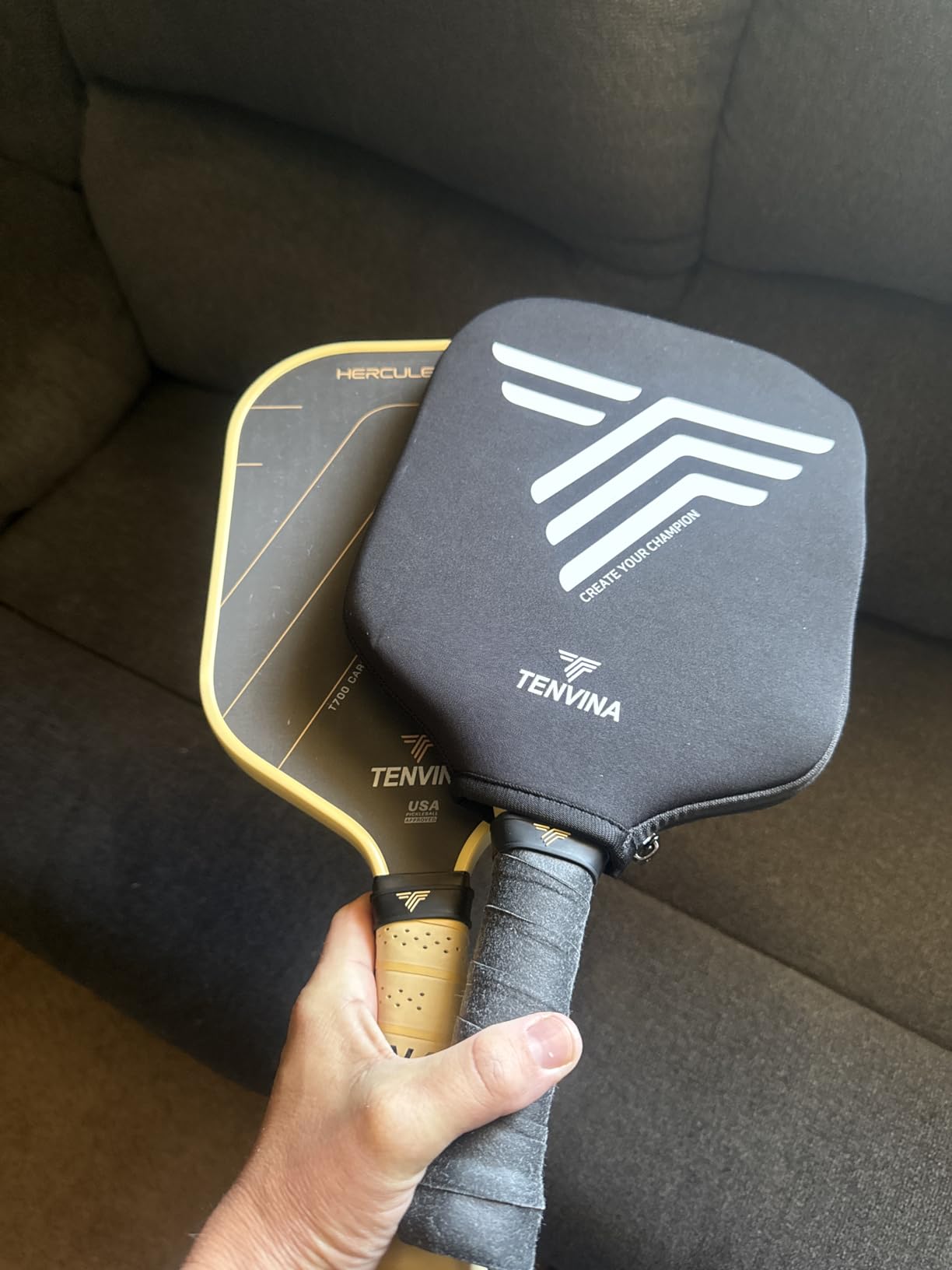TENVINA Pickleball Paddles, Thermoformed T700SC Carbon Fiber Pickleball Paddle, Pickle Ball Paddle USAPA Approved with Dominant Power and Larger Sweet Spot customer photo 2