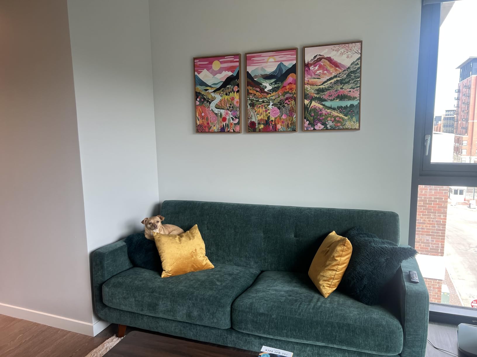 Framed Colorful Floral Wall Art Set of 3, Abstract Scandinavian Flower Canvas Wall Decor Paintings, Mid Century Modern Botanical Artwork Pictures Prints for Living Room Bedroom Dining Room 12x16 Inch customer photo 2