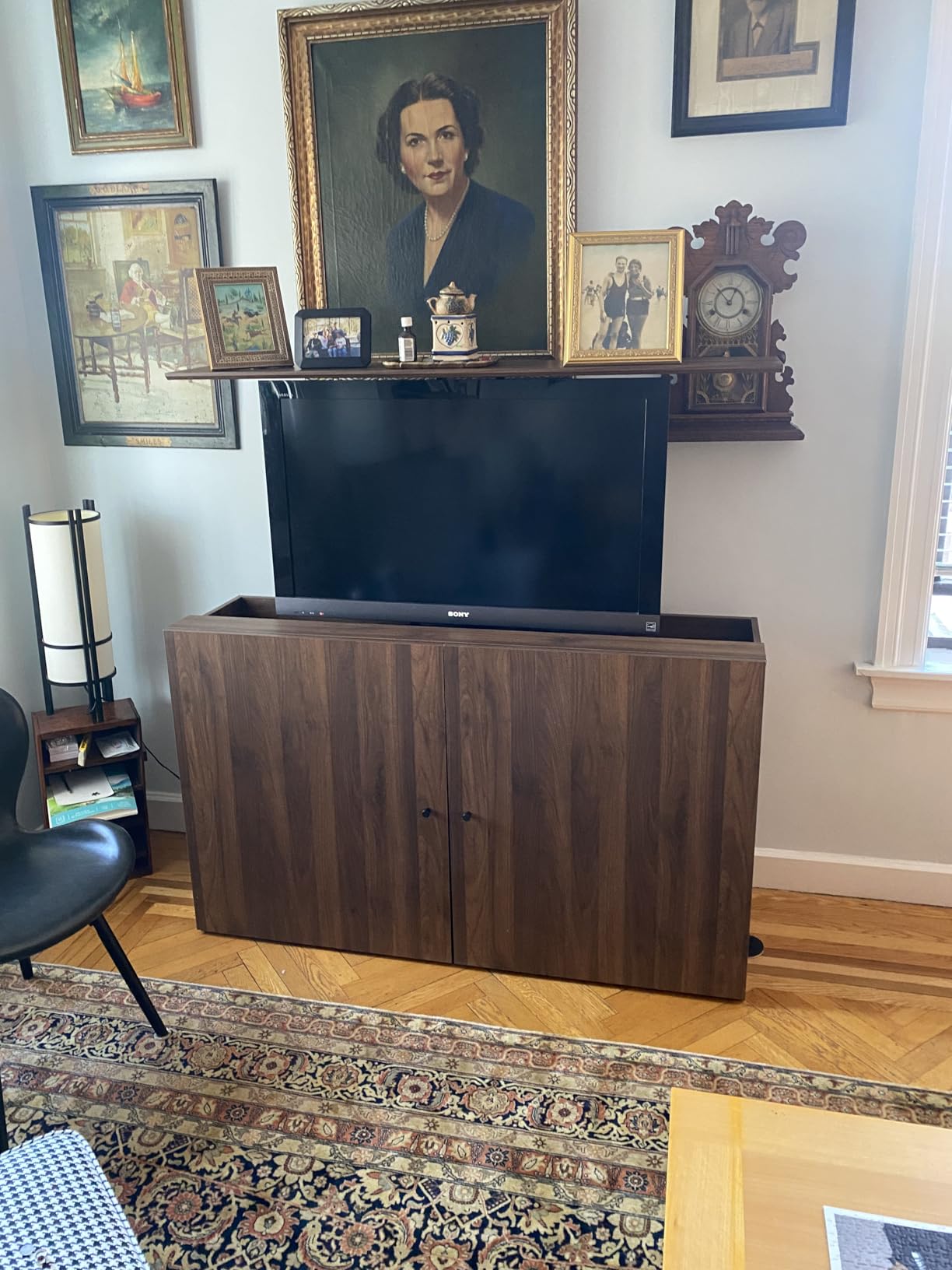 VIVO Black TV Cabinet with Motorized Vertical Lift Television Stand, Holds 32 to 55 inch TVs up to 132 lbs, CASE-KIT-EUP1B customer photo 1