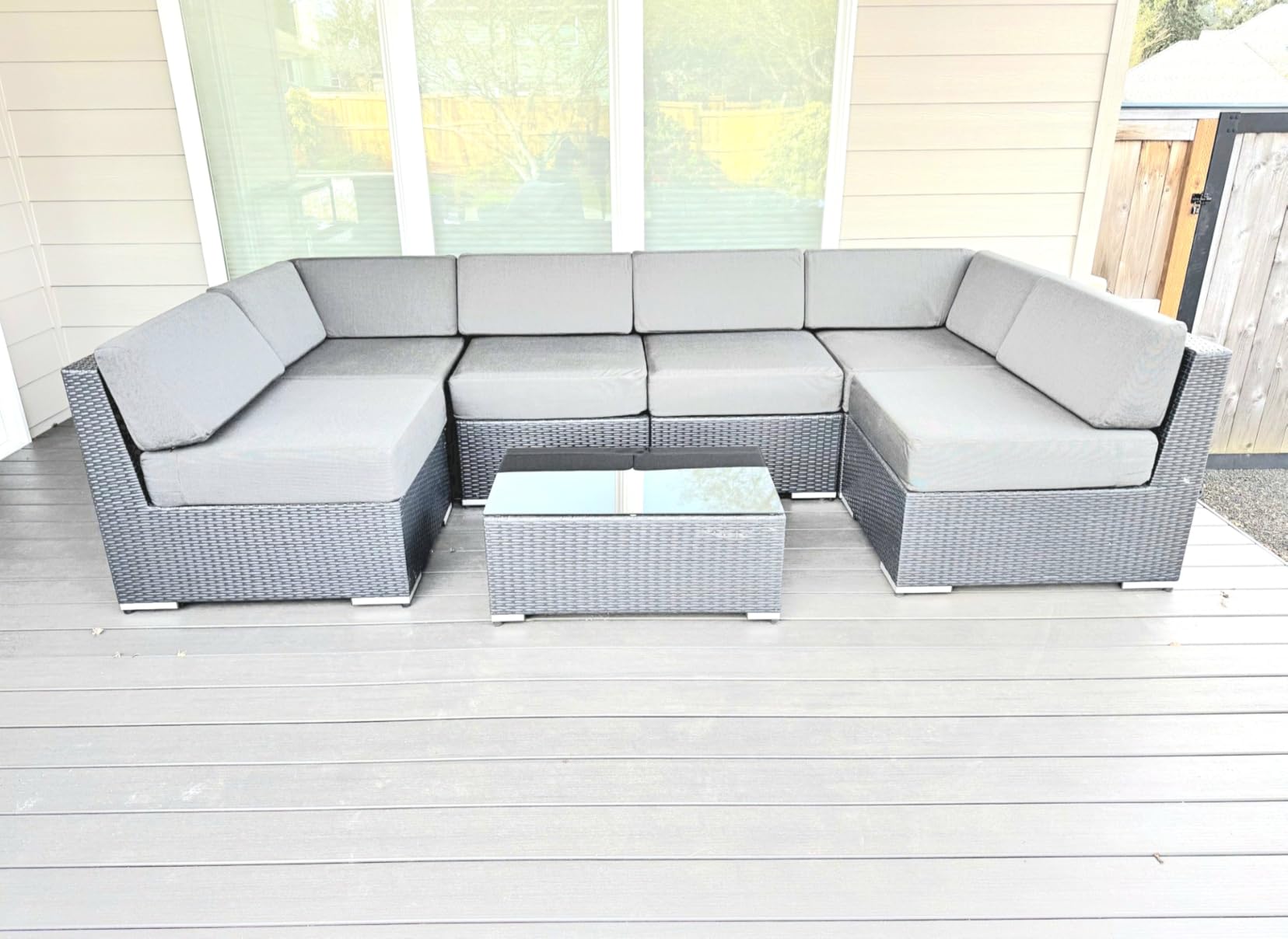 6-Piece Outdoor Patio Furniture Set, All-Weather Wicker Sectional Sofa with Deep Seating 4