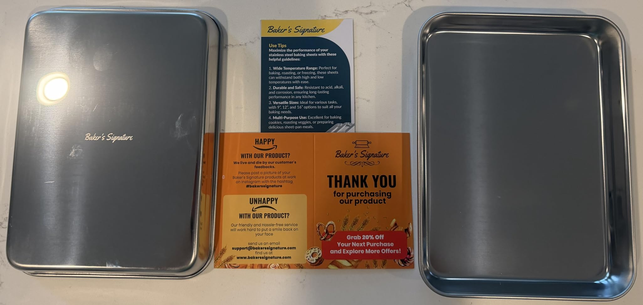 Baker's Signature Stainless Steel Cookie Sheet Pan, 12 Inch Stainless Steel Baking Sheet Set of 2, Quarter Pans, Mirror Finish, Non-Stick, Rust Resistant, BPA Free, Dishwasher Safe customer photo 2