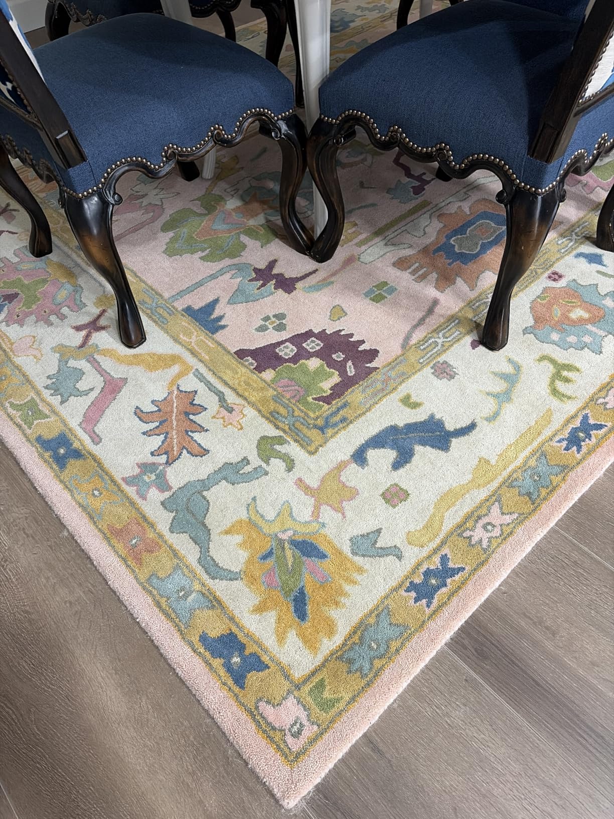 Allen Home Hand Tufted 100% Wool Rugs - Pastel Ushak Area Carpet Suitable for Living Room, Bedroom, Dining Room - Oushak Caroline Blue & Beige - 9' x 12' customer photo 2