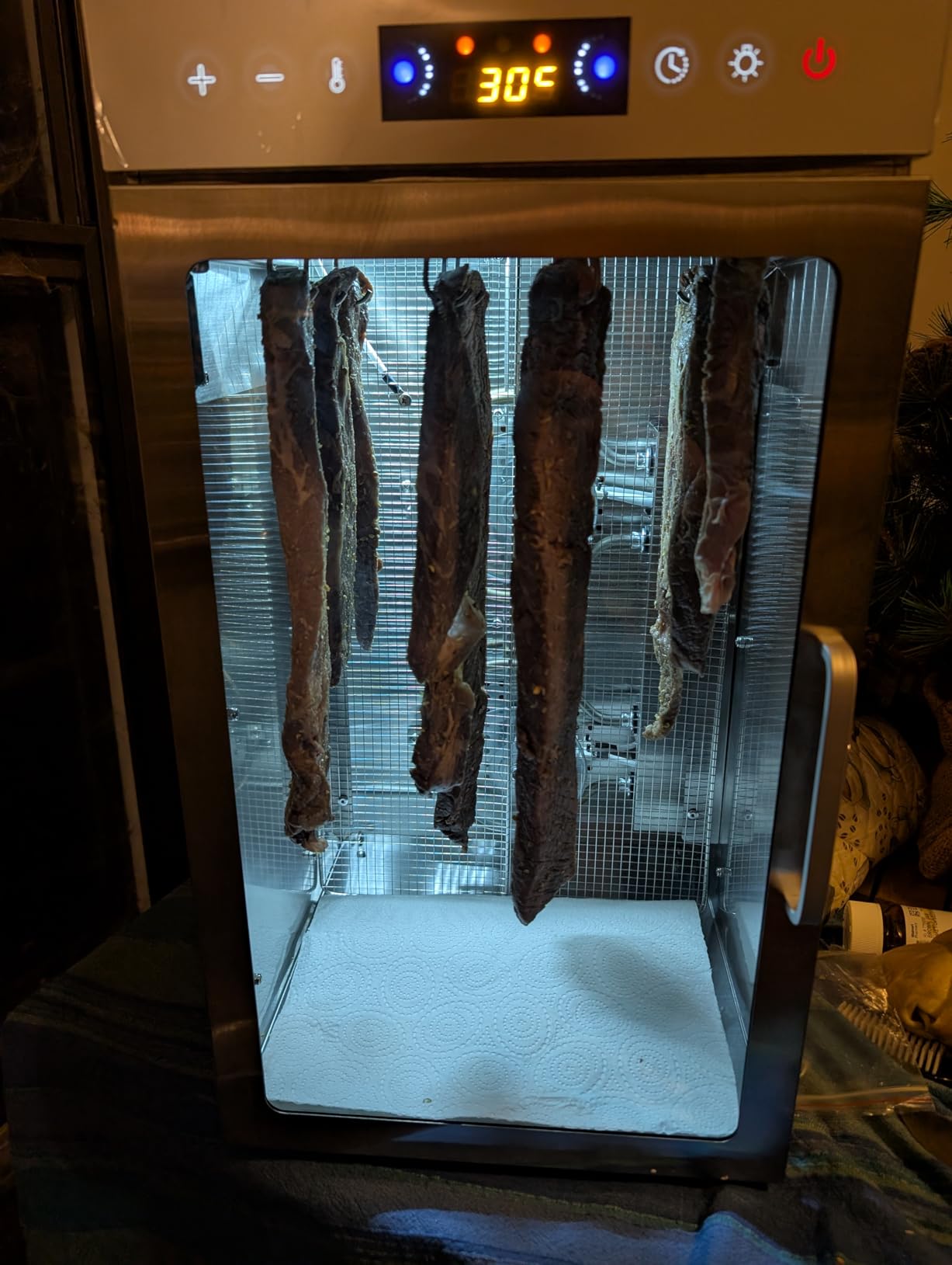12 Hook Upgraded Commercial Dehydrator, 800W 110V Stainless Steel Small Meat Curing Chamber Box Large Capacity Maker Box Drying Cabinet w/86-176 F Temperature & Time Control for Meat Vegetable customer photo 2