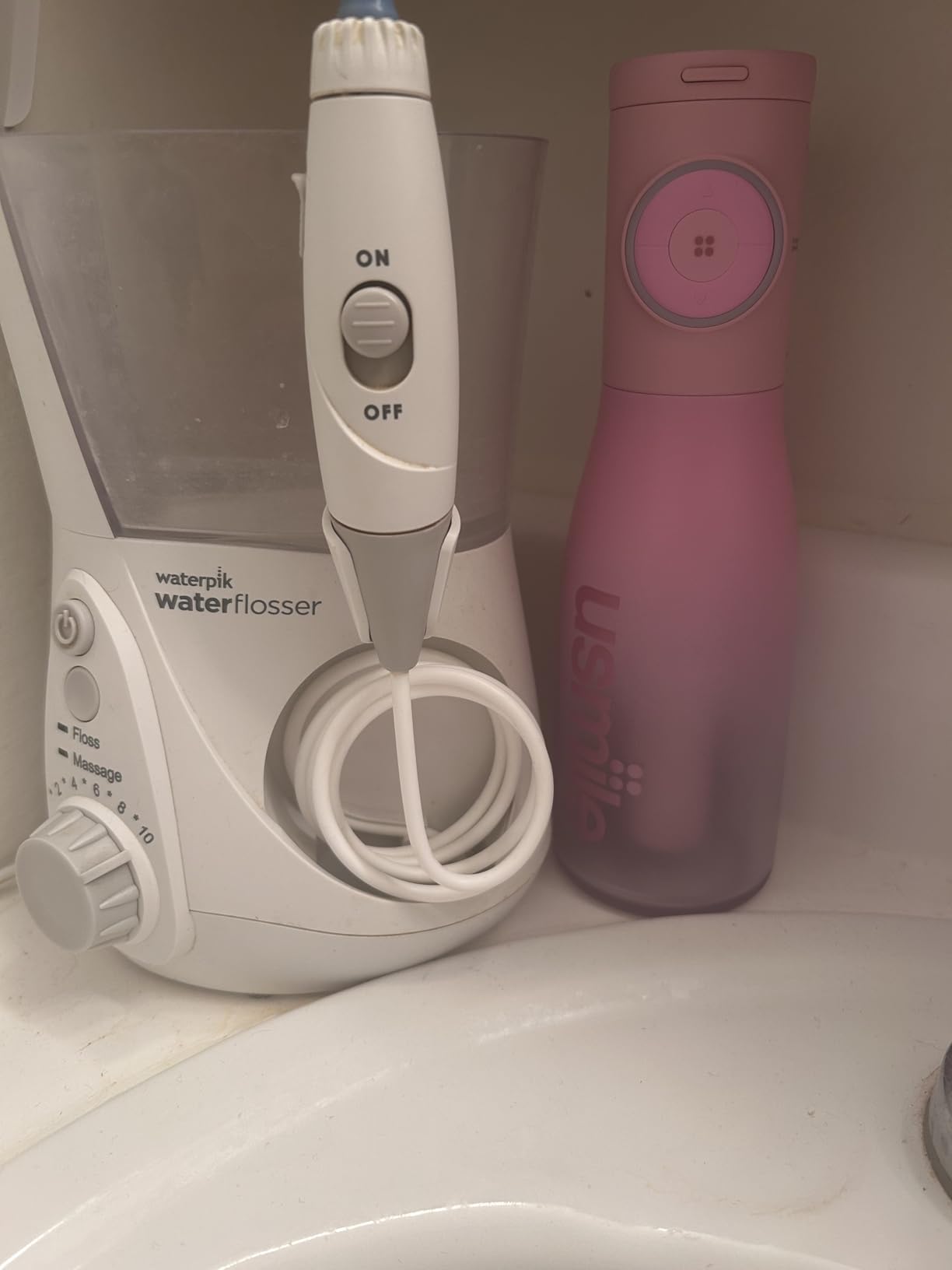 usmile C30 Cordless Water Flosser, 300ml Large Tank, 5 Pressure Levels Deep Clean, S-Shaped Nozzles for Braces & Sensitive Gums, USB-C Rechargeable, IPX7 Waterproof, Portable Travel & Home Use(Pink) customer photo 1