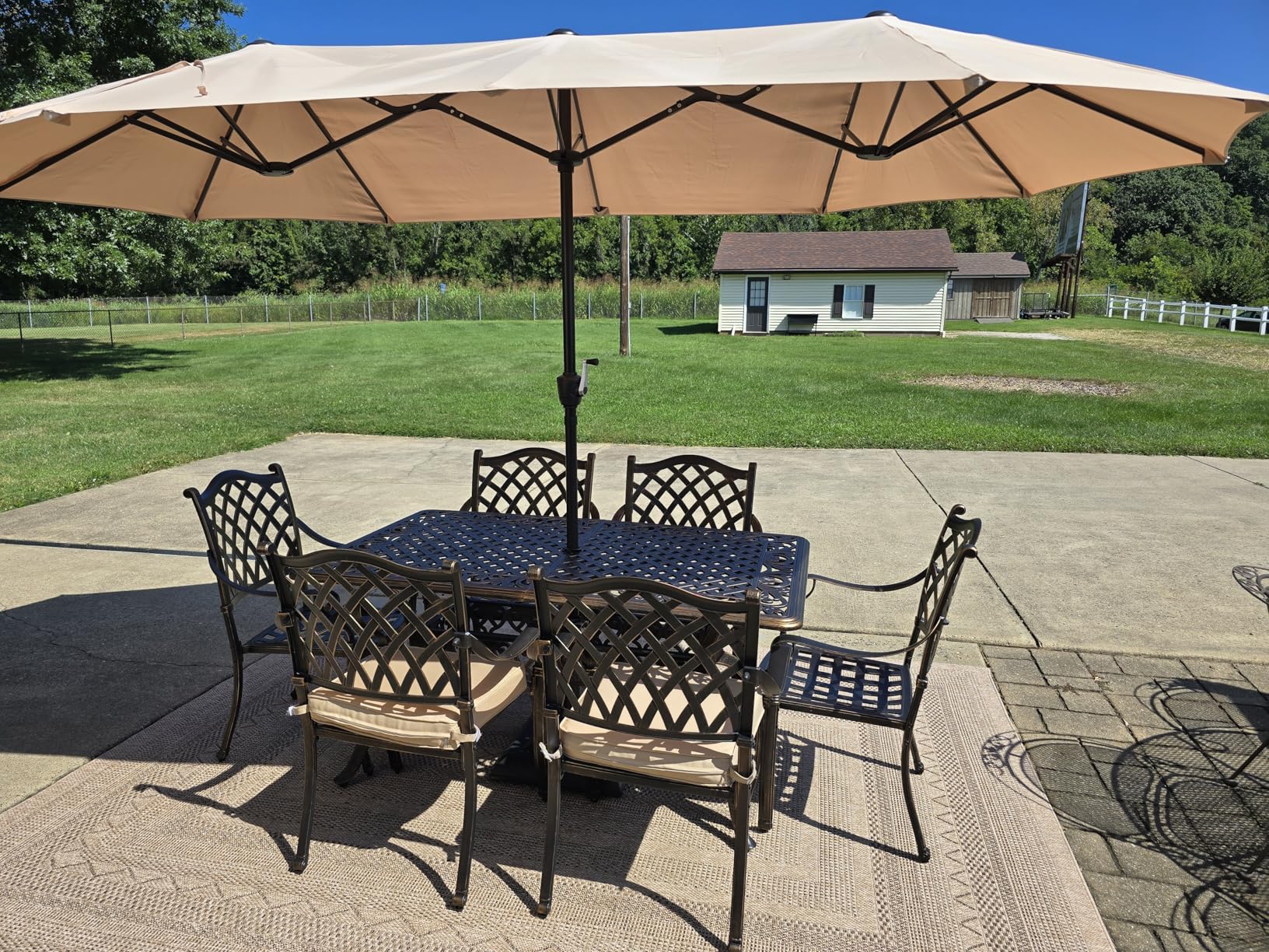 7-Piece Cast Aluminum Outdoor Dining Set, 60