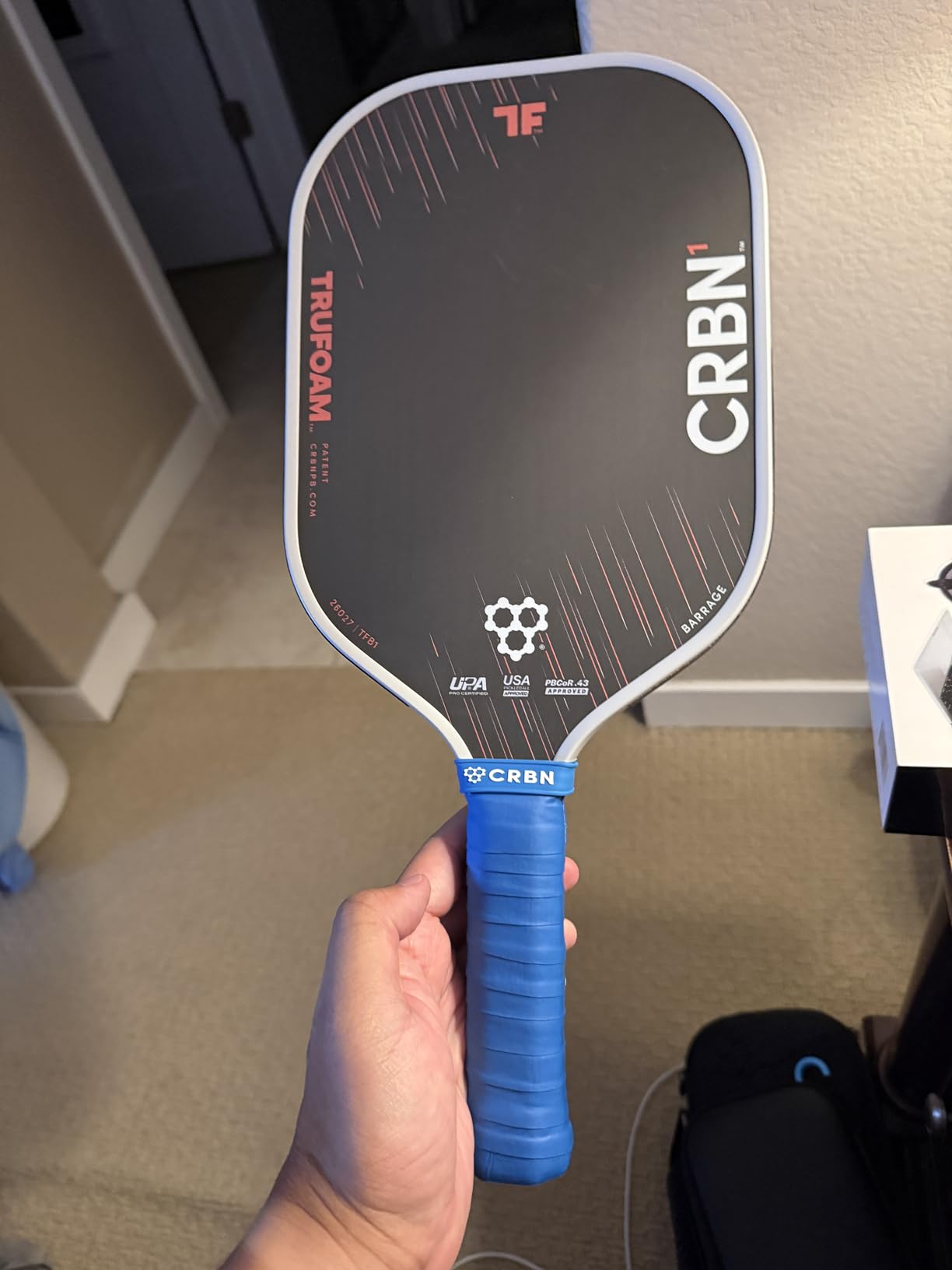 CRBN Pickleball - TruFoam Barrage - Carbon Fiber Pickleball Paddle - 100% Foam Floating Core Designed for Maximum Power, 14mm customer photo 2