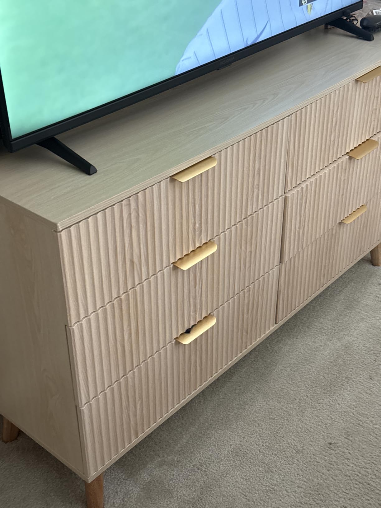 Lulive Modern Dresser and Nightstand Sets 3-Piece, 6-Drawer Dresser + 2 Nightstands Bedroom Sets with Solid Wood Legs (Natural Oak) customer photo 2