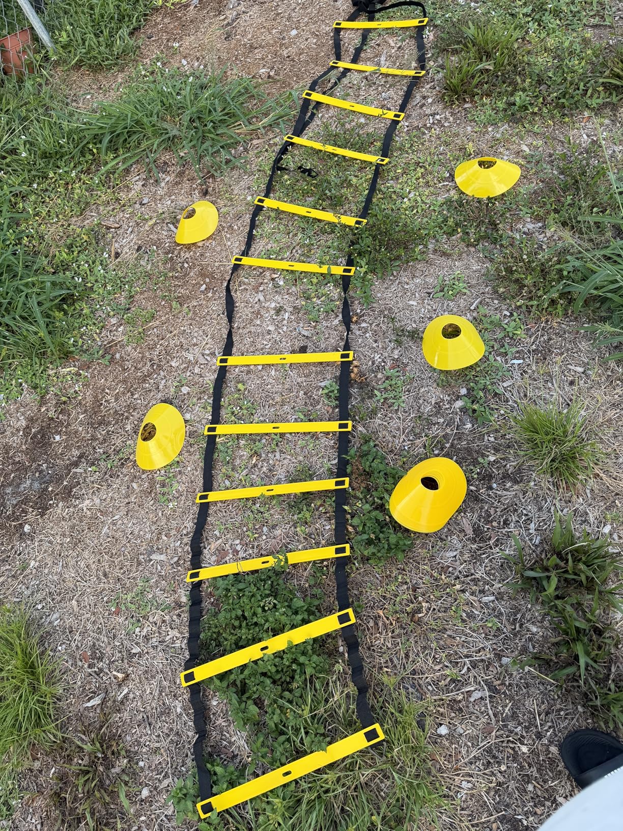 2 Pack 20ft Agility Ladder Set, 40ft Total Adjustable Speed Ladder with 12 Cones, 8 Stakes, 1 Carry Bag - Parallel Footwork Drills Gear for Football Soccer Basketball Training Equipment customer photo 2