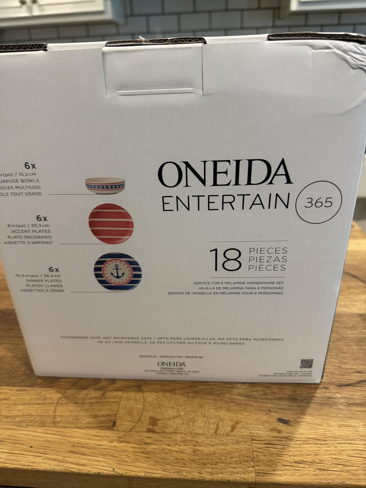 Oneida Dinnerware Sets, 24 Seven Melamine Wharfside 24-Piece Dinnerware Set, Set for 8, Service For 8, Melamine Material, Dishwasher Safe, Plates And Bowls, Dinner Dishes, Kitchen (Assorted, 24 Piece) customer photo 2