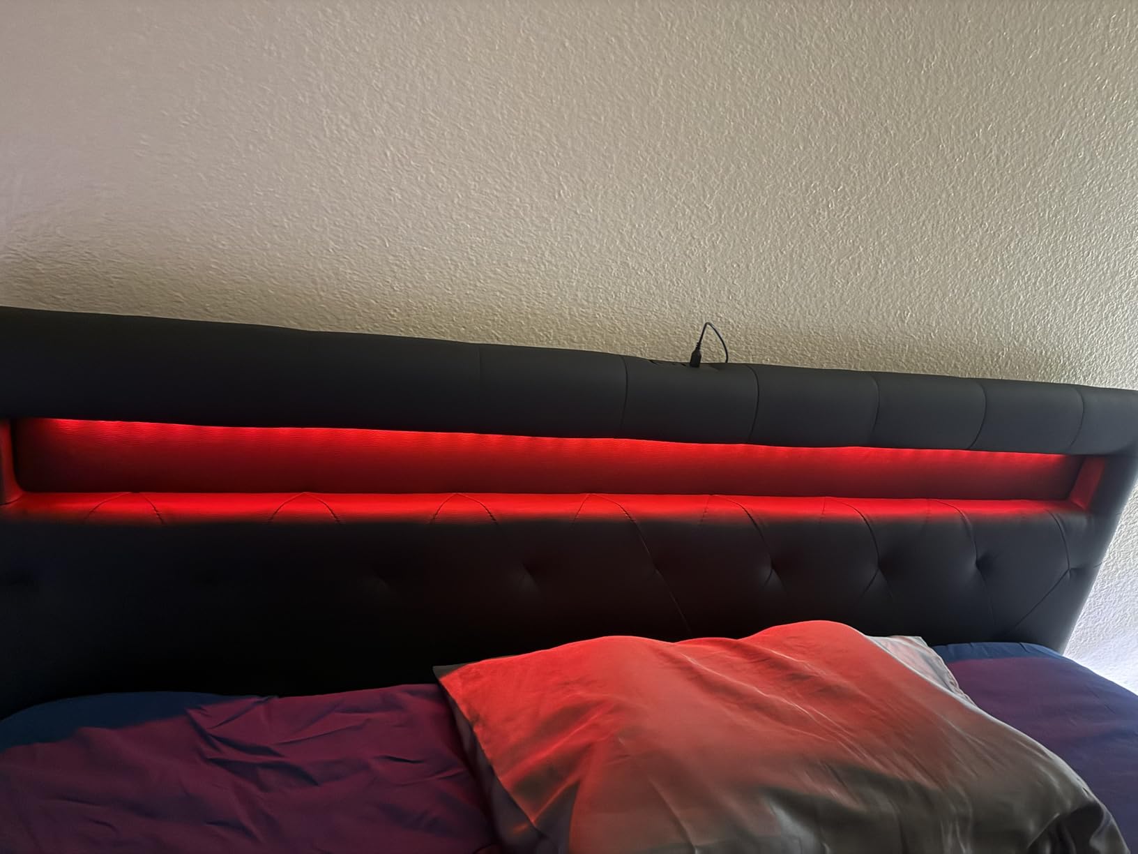 GREENSTELL Headboard for Twin Size Bed with 60,000 DIY Color of LED Light, USB & Type C Post, Upholstered, Height Adjustable, Sturdy, Easy Assembly, Wall Mounted Head Boards Only, White customer photo 2