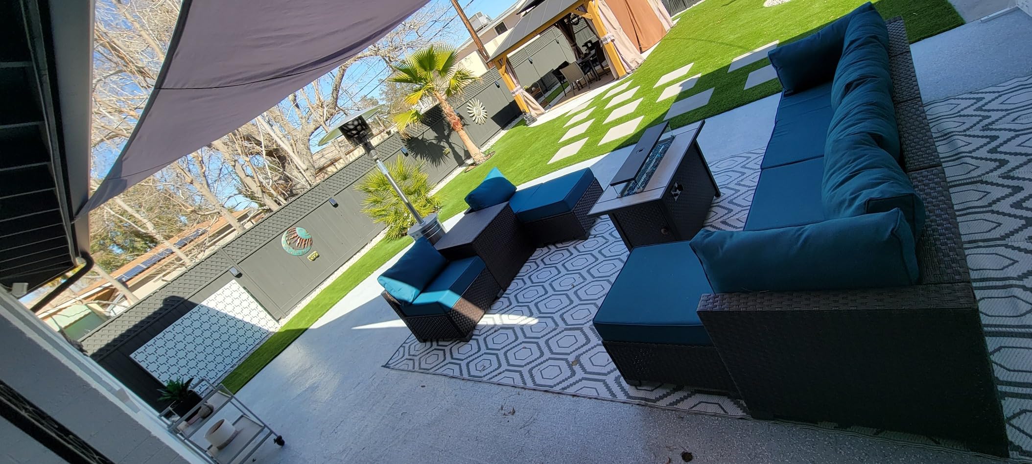 Lviden 10 Pieces Wicker Patio Furniture Set Outdoor PE Rattan Sectional Conversation Sofa Set with Non-Slip Cushions and 45