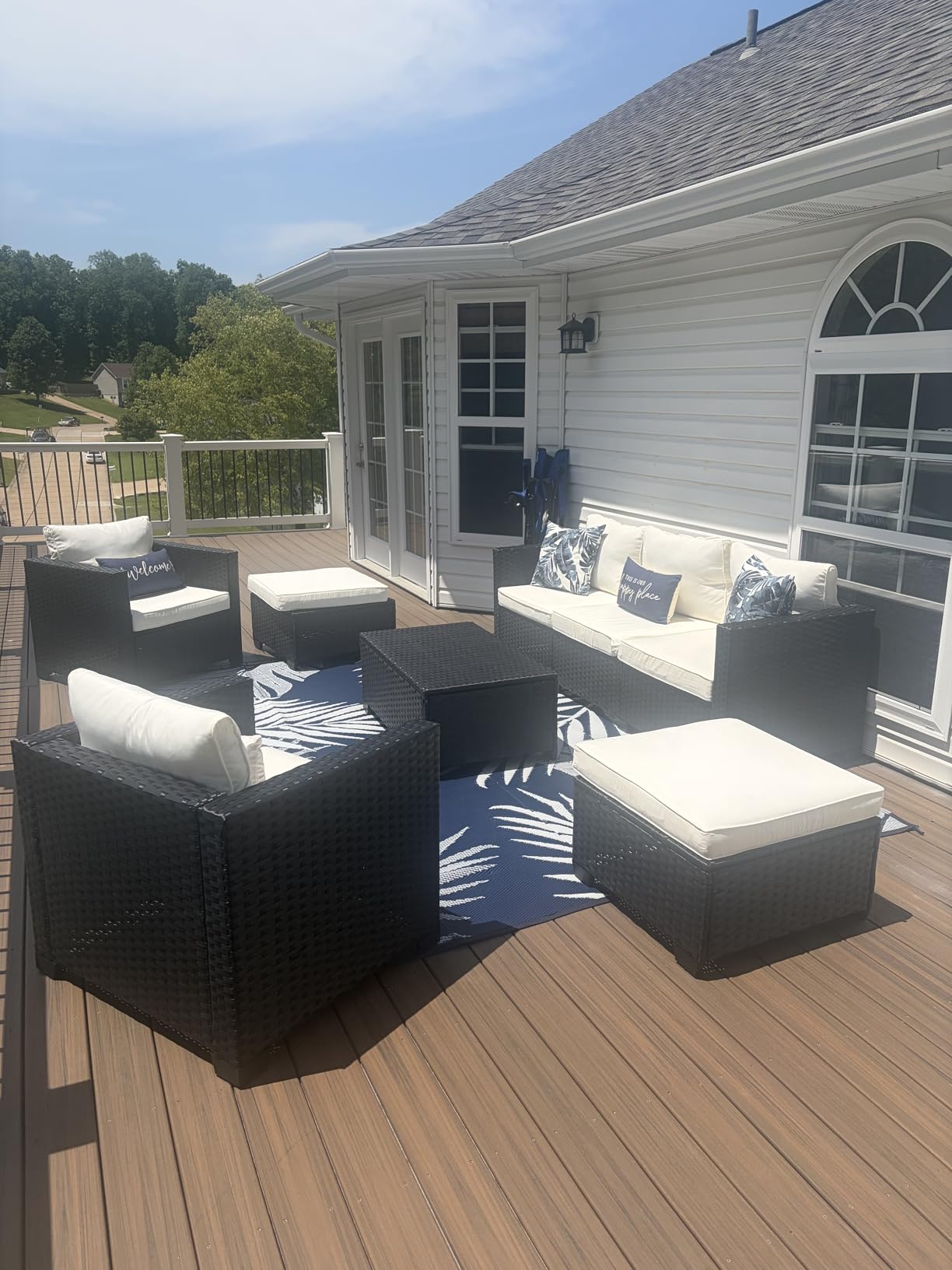 Aoxun 8 Piece Outdoor Patio Furniture Set 7 Seats, Outdoor Sectional with Thick Waterproof Cushions, Patio Conversation Sets for Garden, Backyard, Porch, Balcony, Deck, Black & Beige customer photo 2
