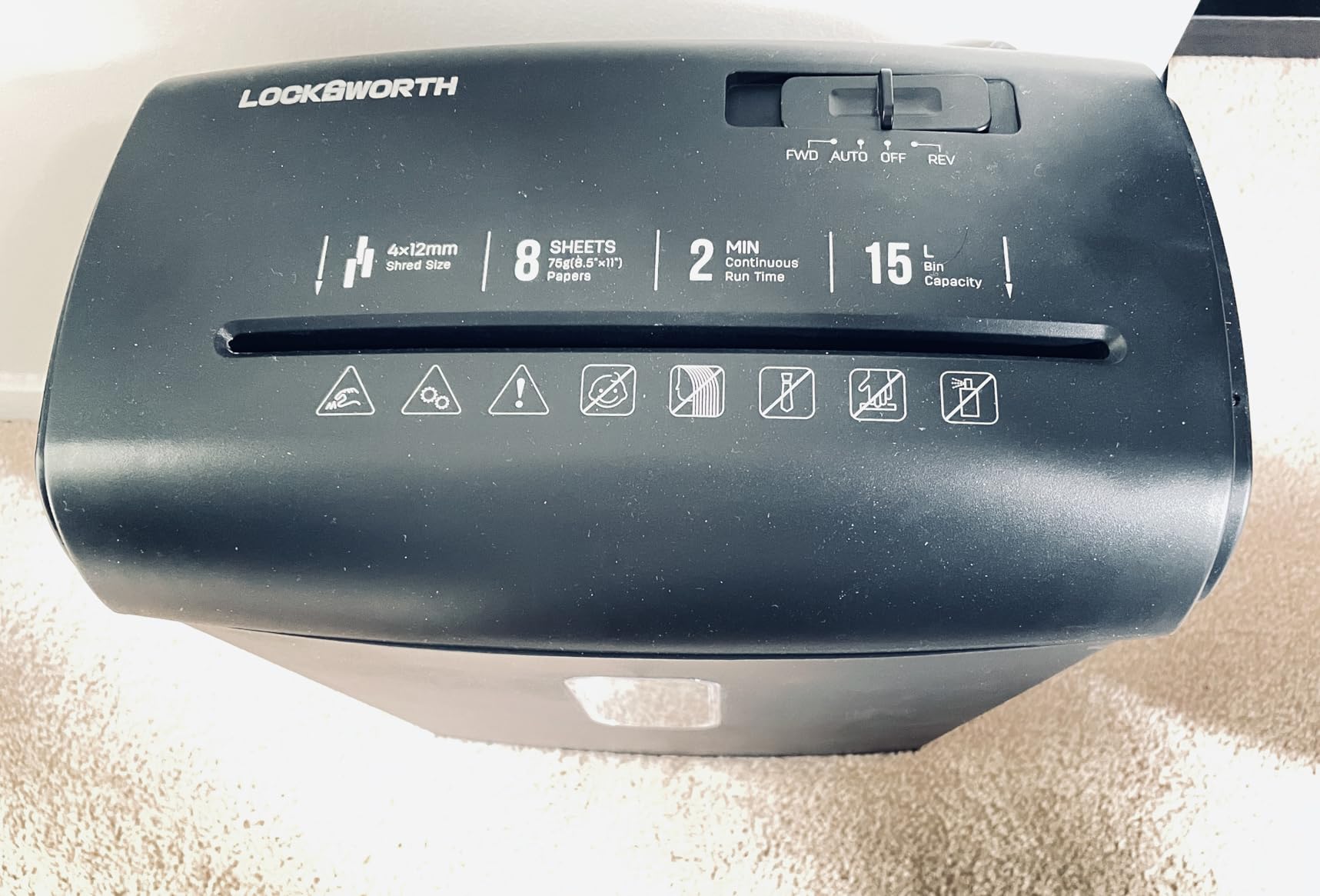 Locksworth 110-Sheet Micro Cut Shredder for Home Office, 6.9 Gallons Bin P-4 High Security Paper Shredder for Credit Card, Staple, Clip, Heavy Duty Commercial Shredders with Casters customer photo 2