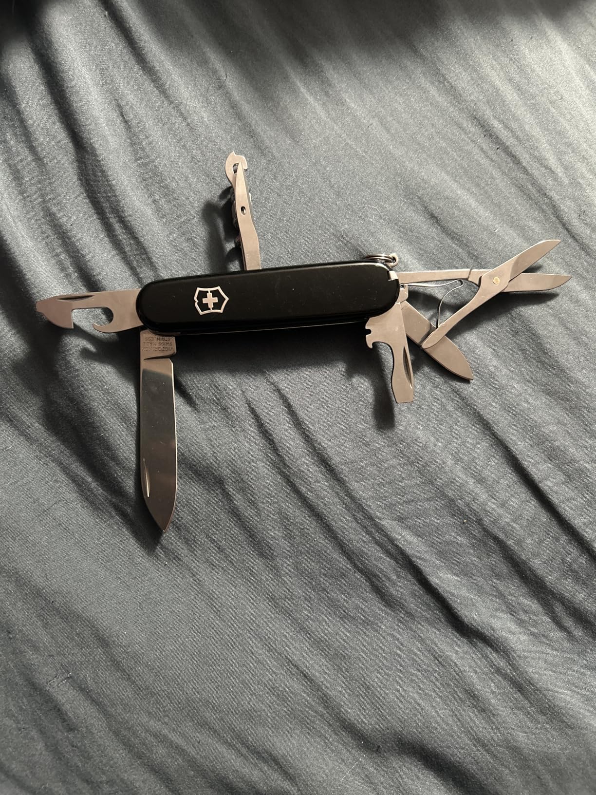 Climber Swiss Army Knife, 14-Function Pocket Knife, Black | Swiss-made pocket knife, durable construction, multifunction tool, camping and everyday use customer photo 1