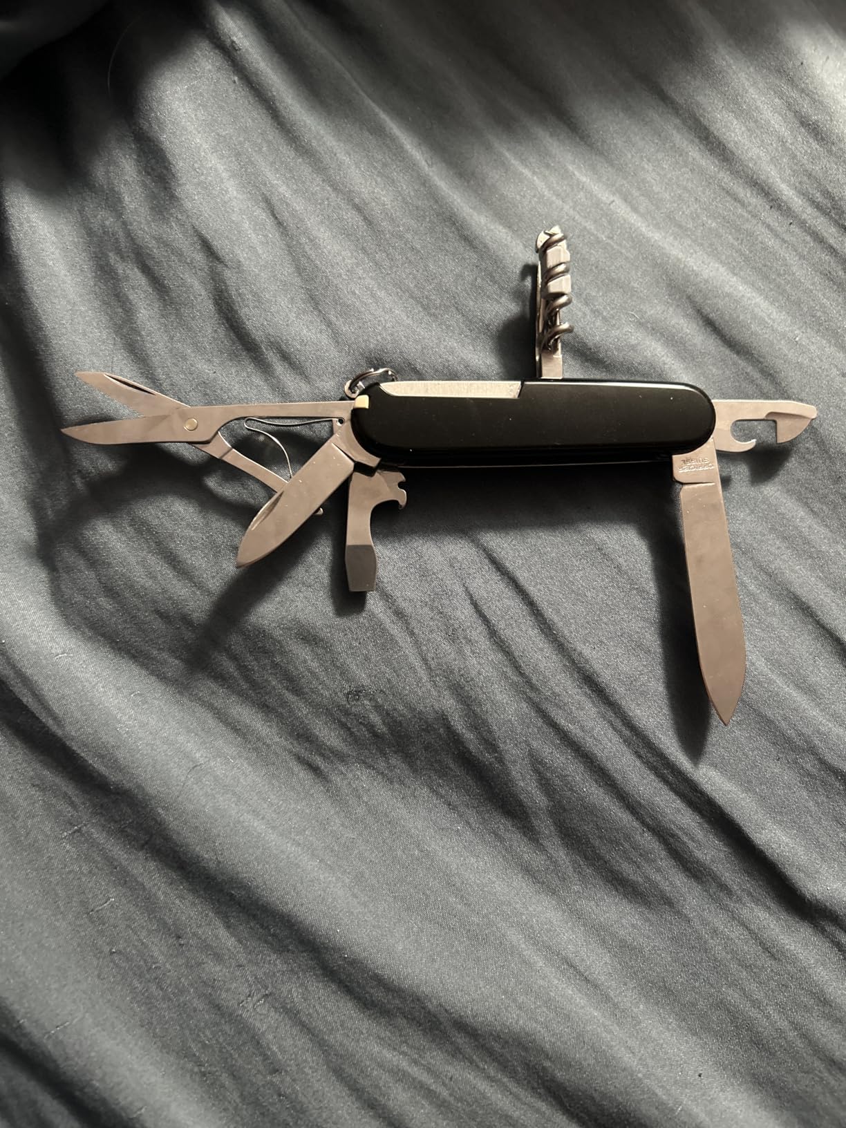 Climber Swiss Army Knife, 14-Function Pocket Knife, Black | Swiss-made pocket knife, durable construction, multifunction tool, camping and everyday use customer photo 2