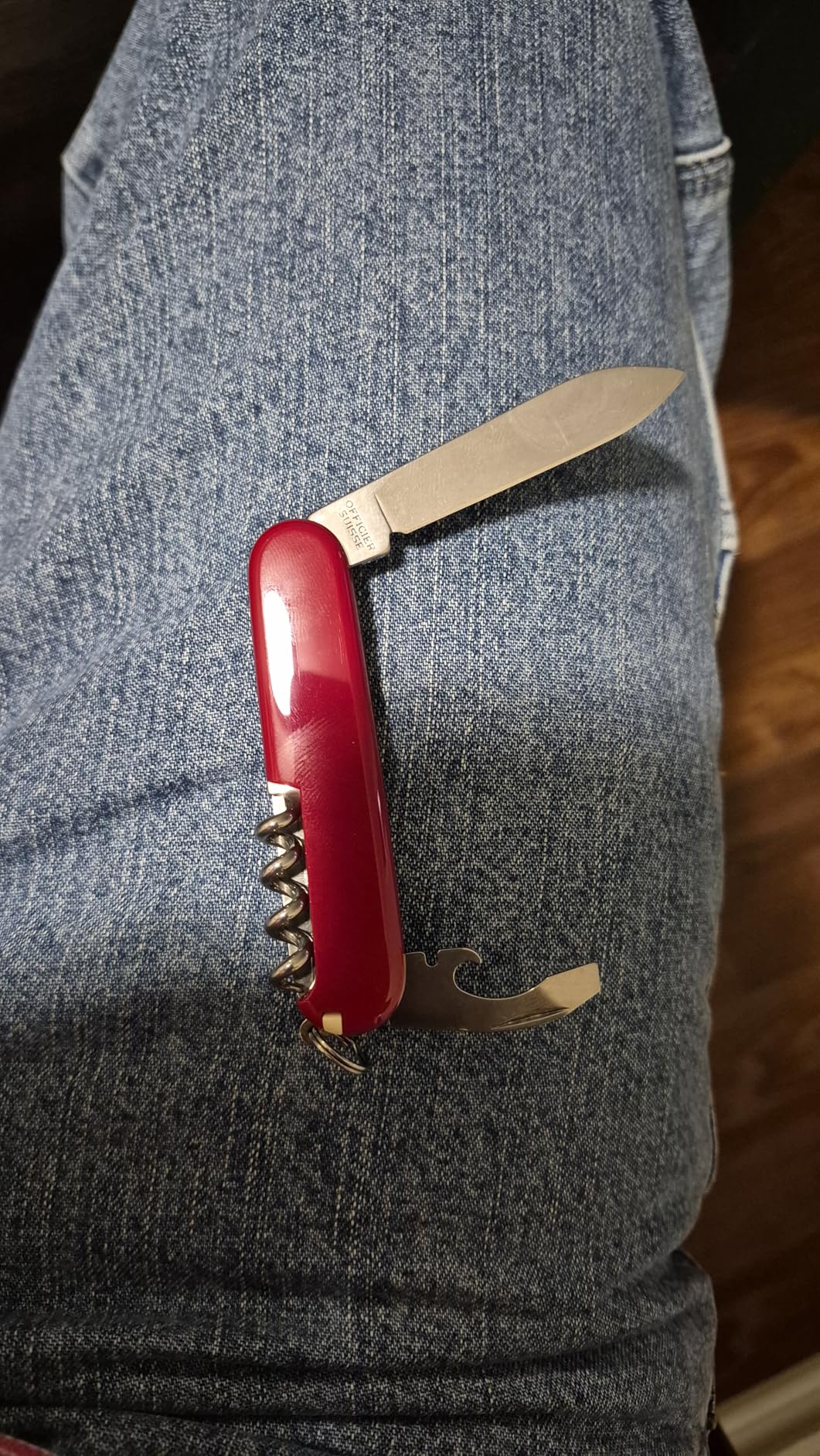 Victorinox Waiter Swiss Army Knife, 9 Function Swiss Made Pocket Knife with Large Blade, Corkscrew and Bottle Opener - Red customer photo 2