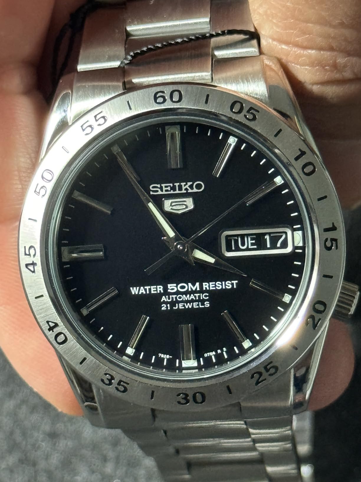 Seiko Men's Analogue Automatic Watch with Stainless Steel Bracelet - SNKE01K1, Black/Silver, Bracelet customer photo 1