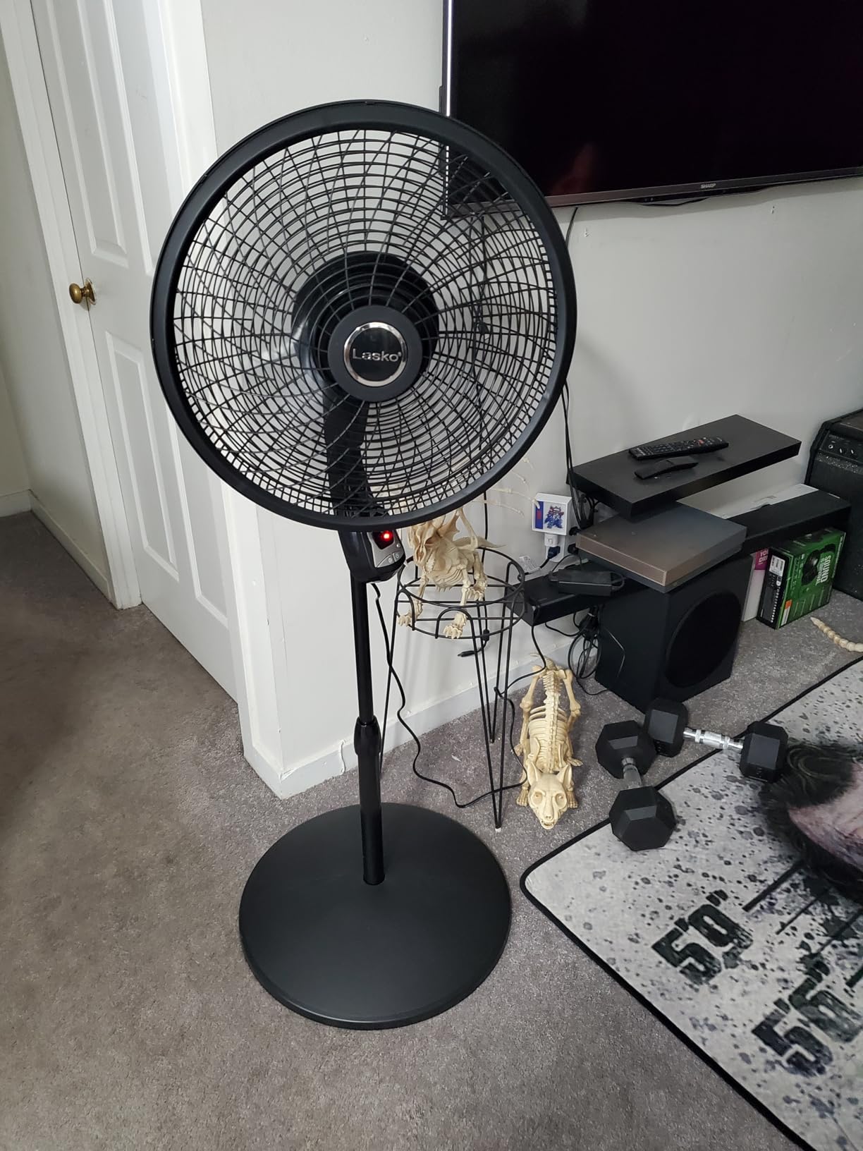 Lasko Oscillating Cyclone Pedestal Fan with Remote Control - Cooling Standing Fan for Bedroom, Living Room, and Home Office - Adjustable Height - 3 Quiet Speeds - 1843 - 18