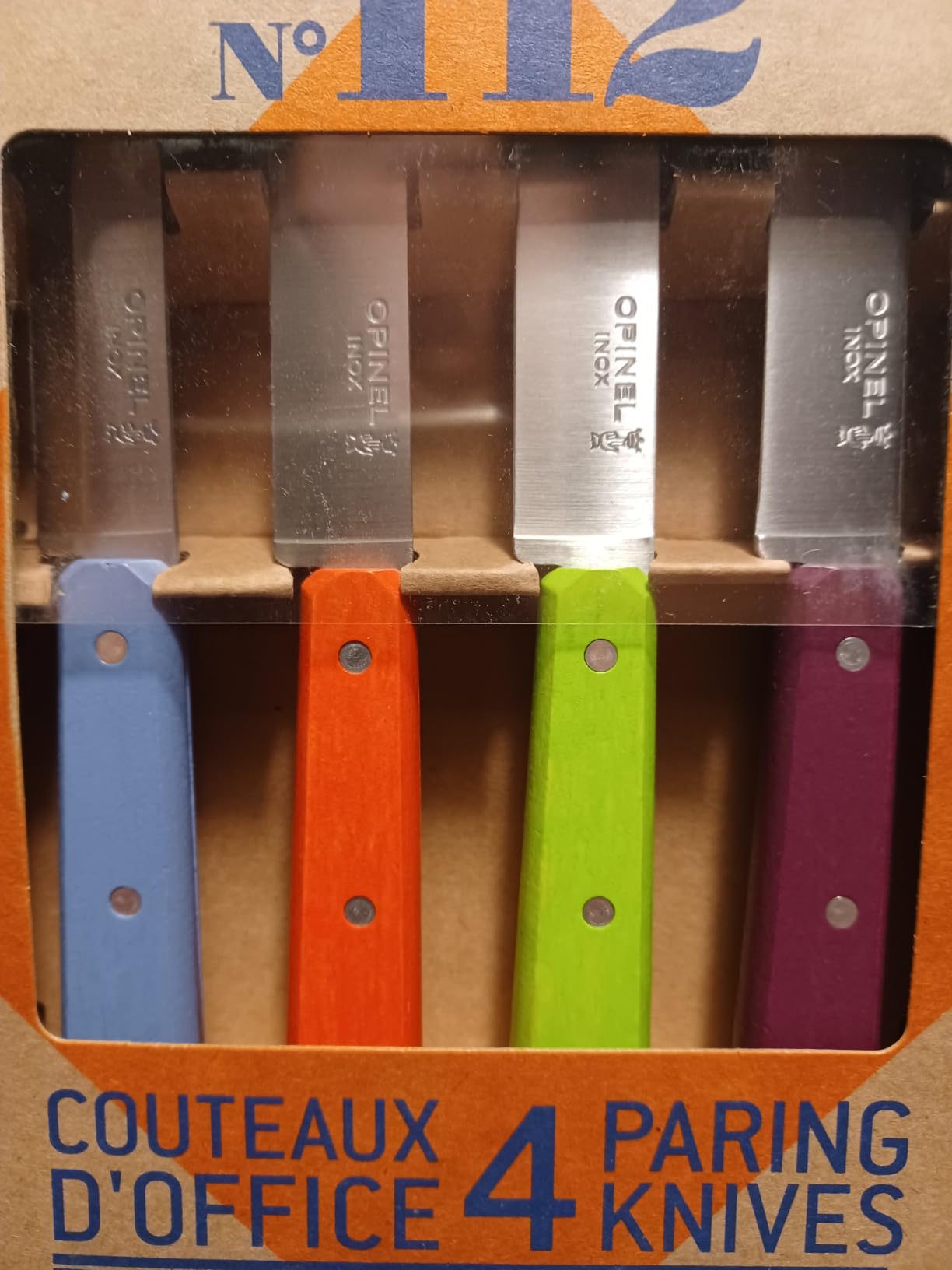 Opinel No. 112 Paring Knives Box Set, 4 Piece Paring Knife Set, High Carbon Steel for Chopping, Peeling, Slicing, Trimming, Painted Hornbeam Handles, Made in France customer photo 1