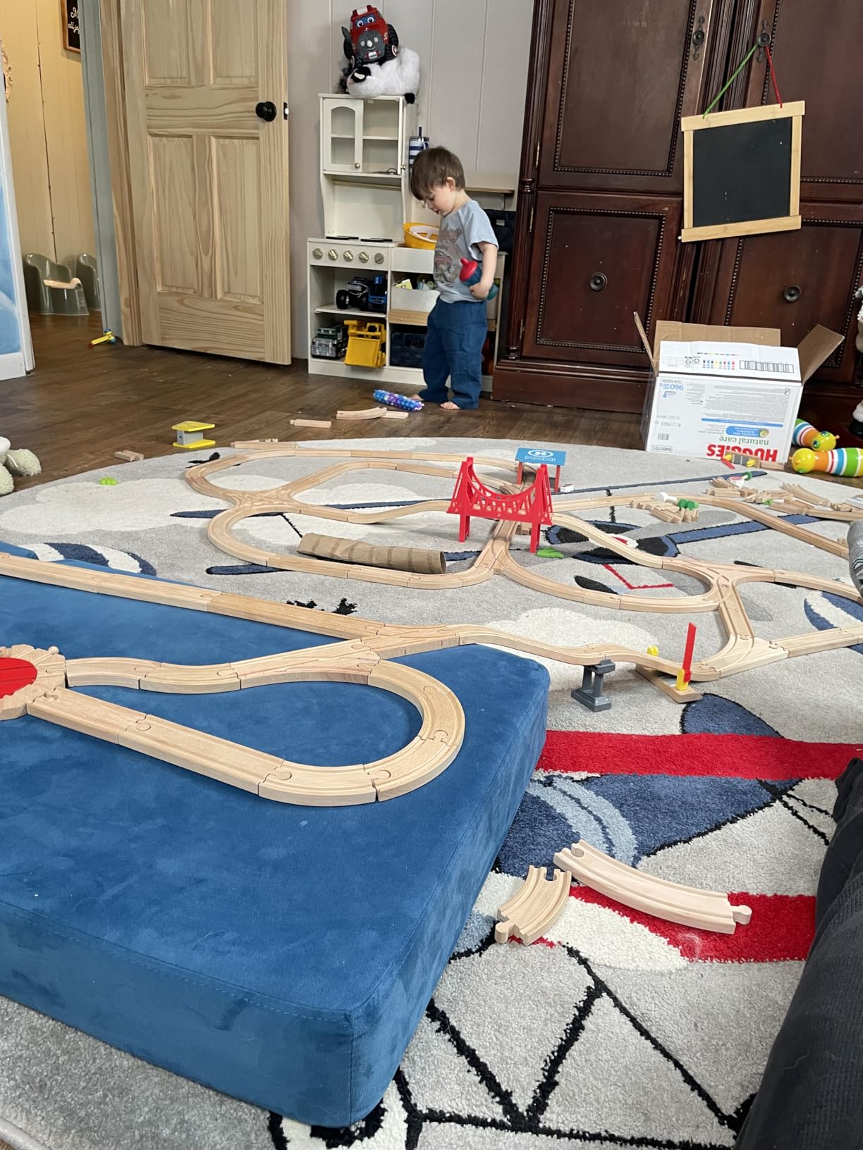 Wooden Train Track 52 Piece Set - 18 Feet Of Track Expansion - Compatible with All Major Brands customer photo 1