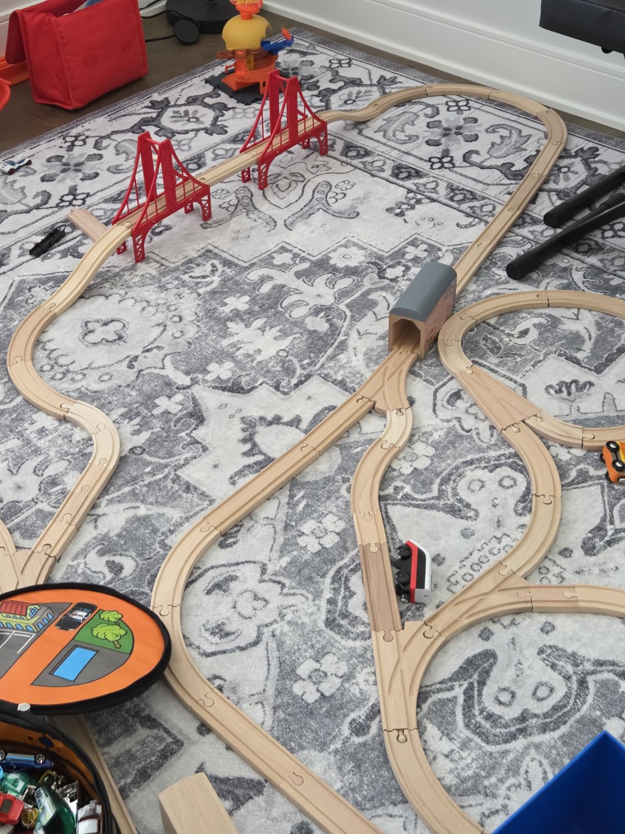 Wooden Train Track 52 Piece Set - 18 Feet Of Track Expansion - Compatible with All Major Brands customer photo 2