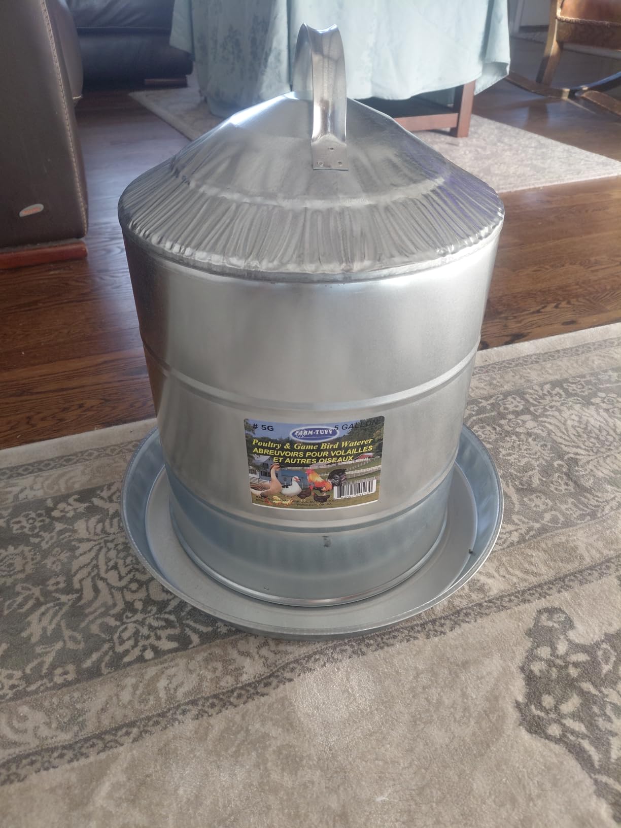 FARM-TUFF Galvanized Poultry Waterer, 3 Gallon Capacity, Double-Wall Poultry Fountain with Cone Top customer photo 1