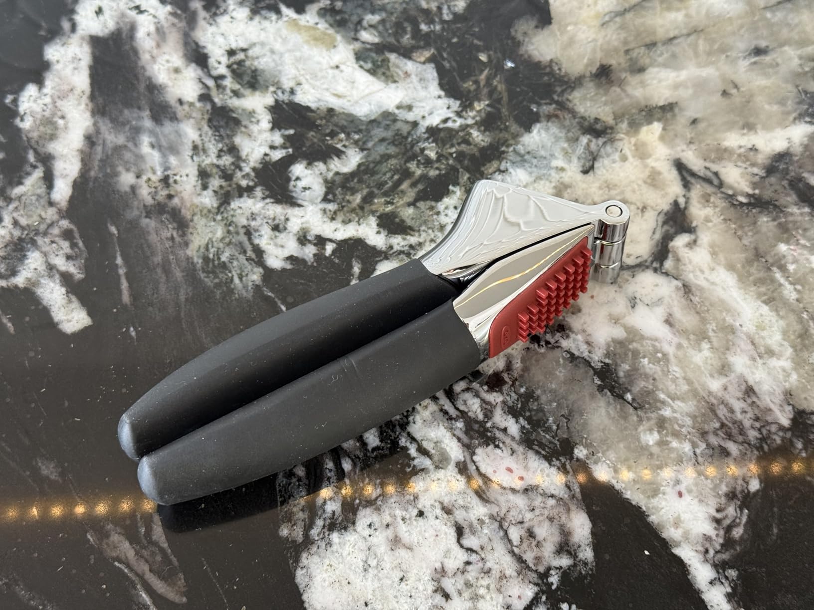 OXO Good Grips Heavy Duty Garlic Press, Die-Cast Zinc, Black customer photo 2