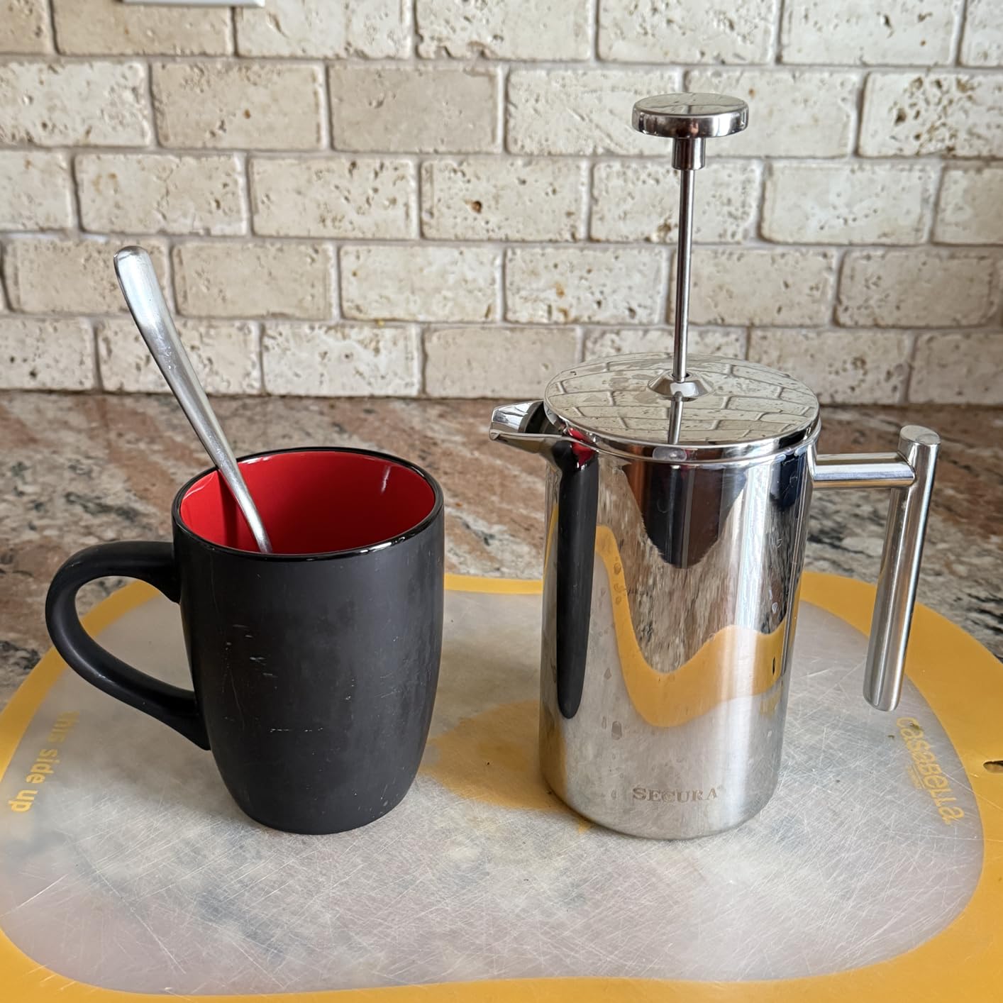 Secura French Press Coffee Maker, 304 Grade Stainless Steel Insulated Coffee Press with 2 Extra Screens, 34oz (1 Litre), Silver customer photo 1