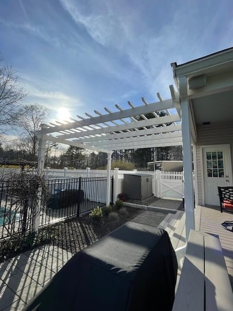 New England Arbors Freemont 12' x 12' Attached Vinyl Pergola customer photo 2