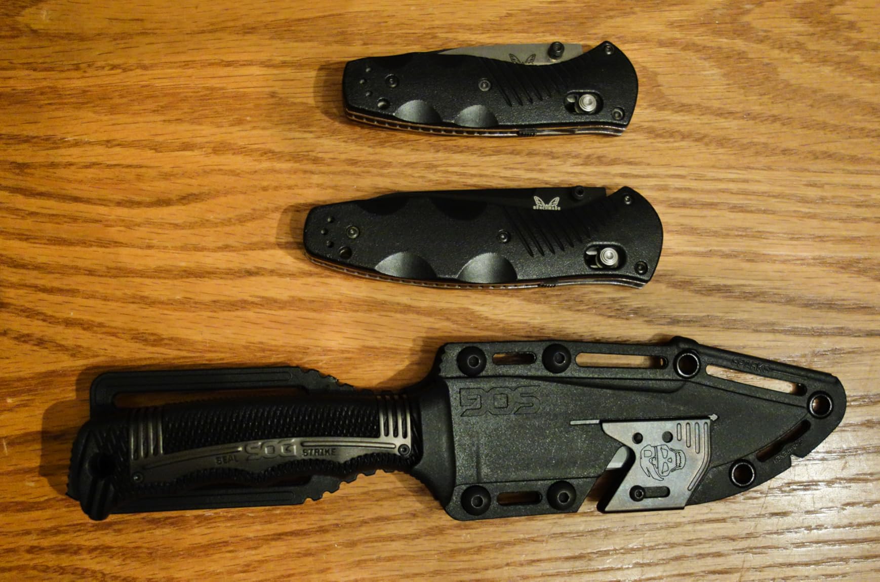 SOG Seal Strike Fixed Blade Knife with Sheath- Tactical and Hunting Knife with 4.9 Inch Partially Serrated Bowie Knife Blade and Survival Knife Line Cutter (SS1003-CP) customer photo 2