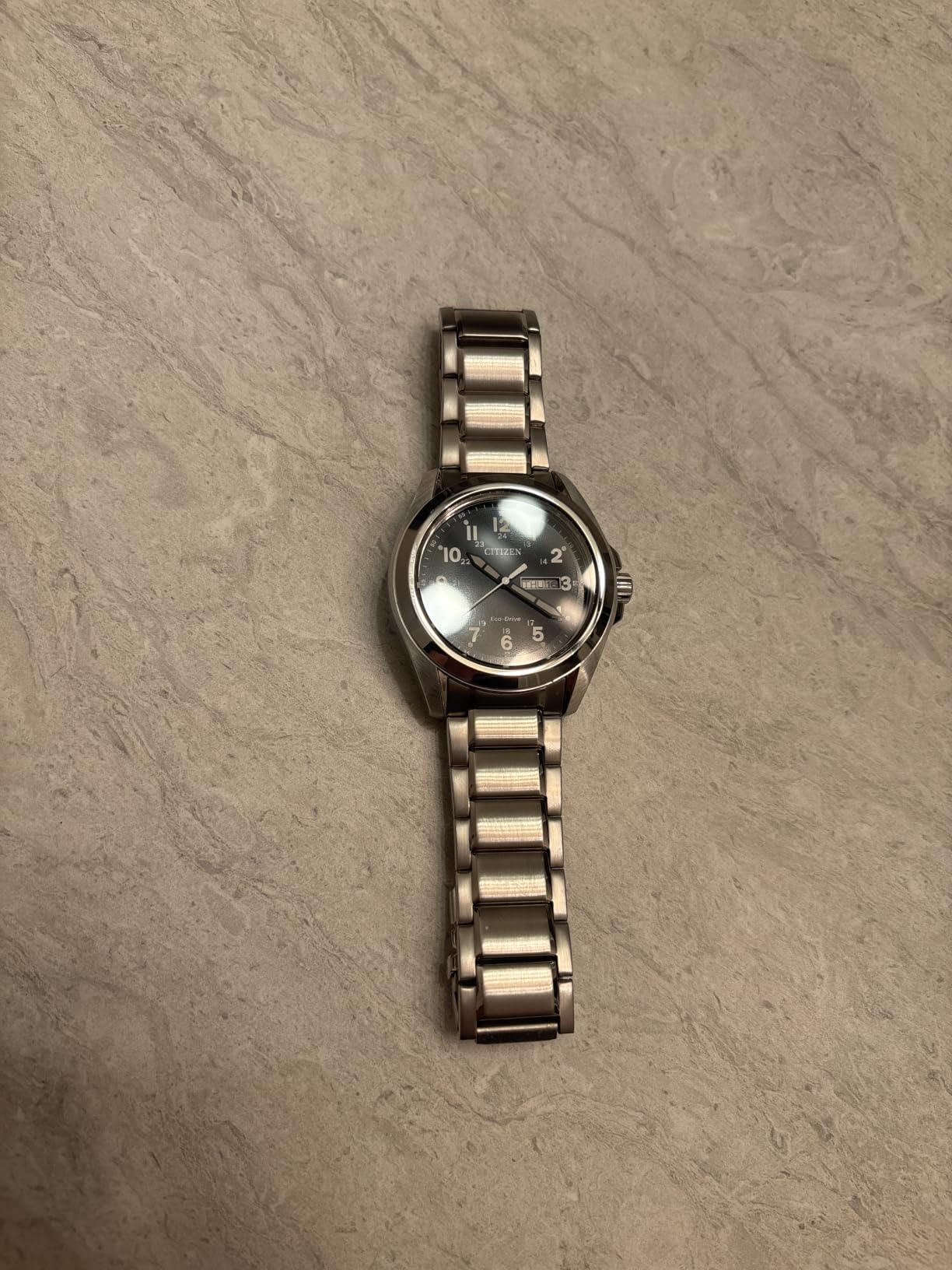 Citizen Men's Eco-Drive Weekender Garrison Field Watch, Stainless Steel, Black Dial, 43mm (Model: AW0050-82E) customer photo 2