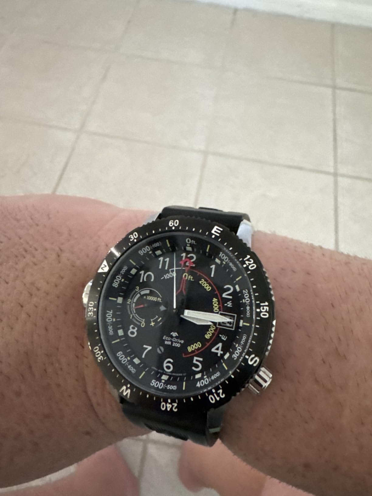 Men's Eco-Drive Promaster Land Altichron Watch in Stainless Steel with Black Polyurethane Strap, Black Dial (Model: BN5058-07E) customer photo 1