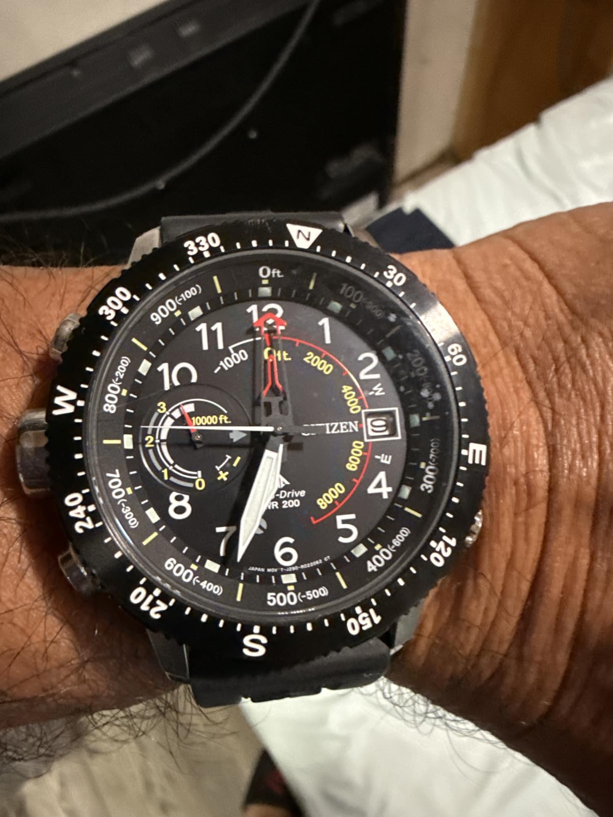 Men's Eco-Drive Promaster Land Altichron Watch in Stainless Steel with Black Polyurethane Strap, Black Dial (Model: BN5058-07E) customer photo 2