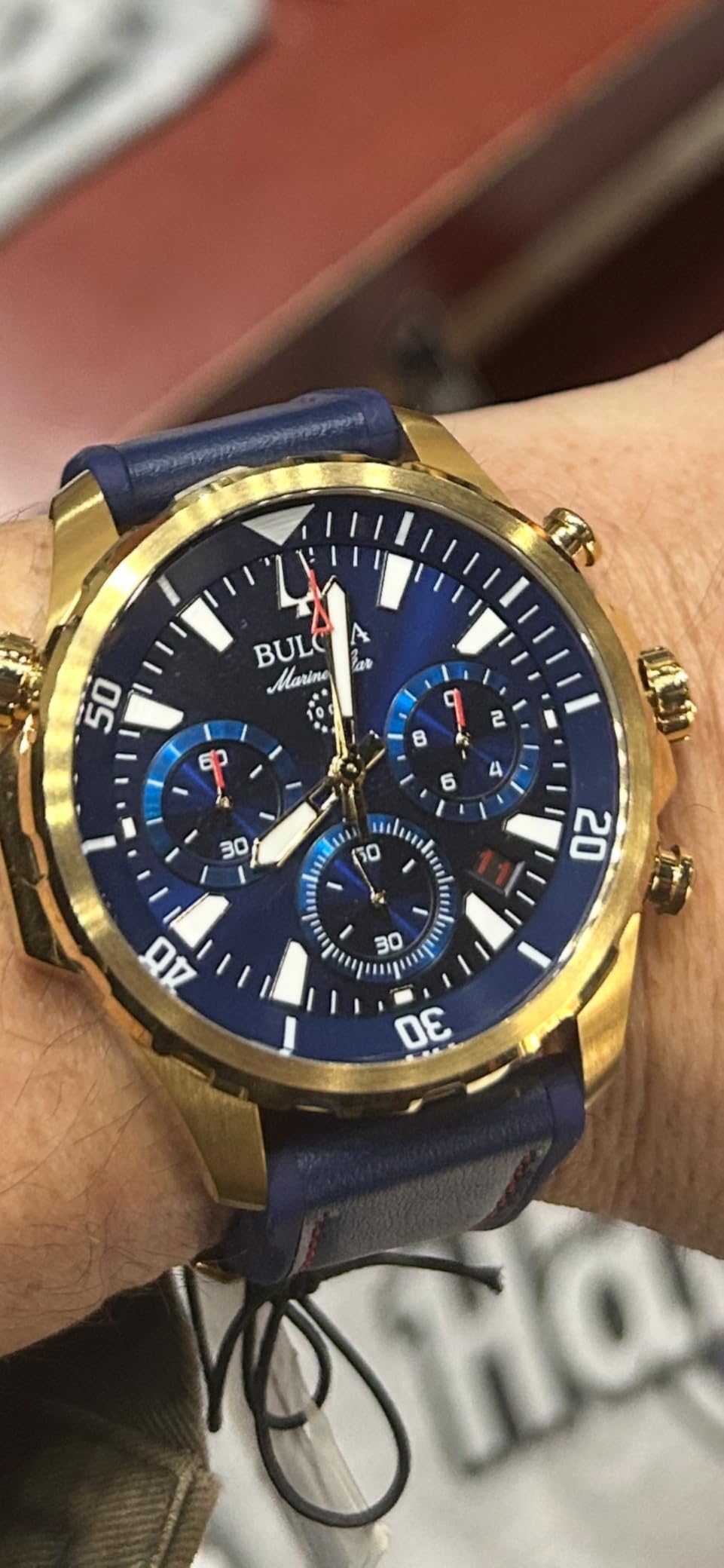 Men's Marine Star Series B Stainless Steel 6-Hand Chronograph Quartz Watch, 100M customer photo 1