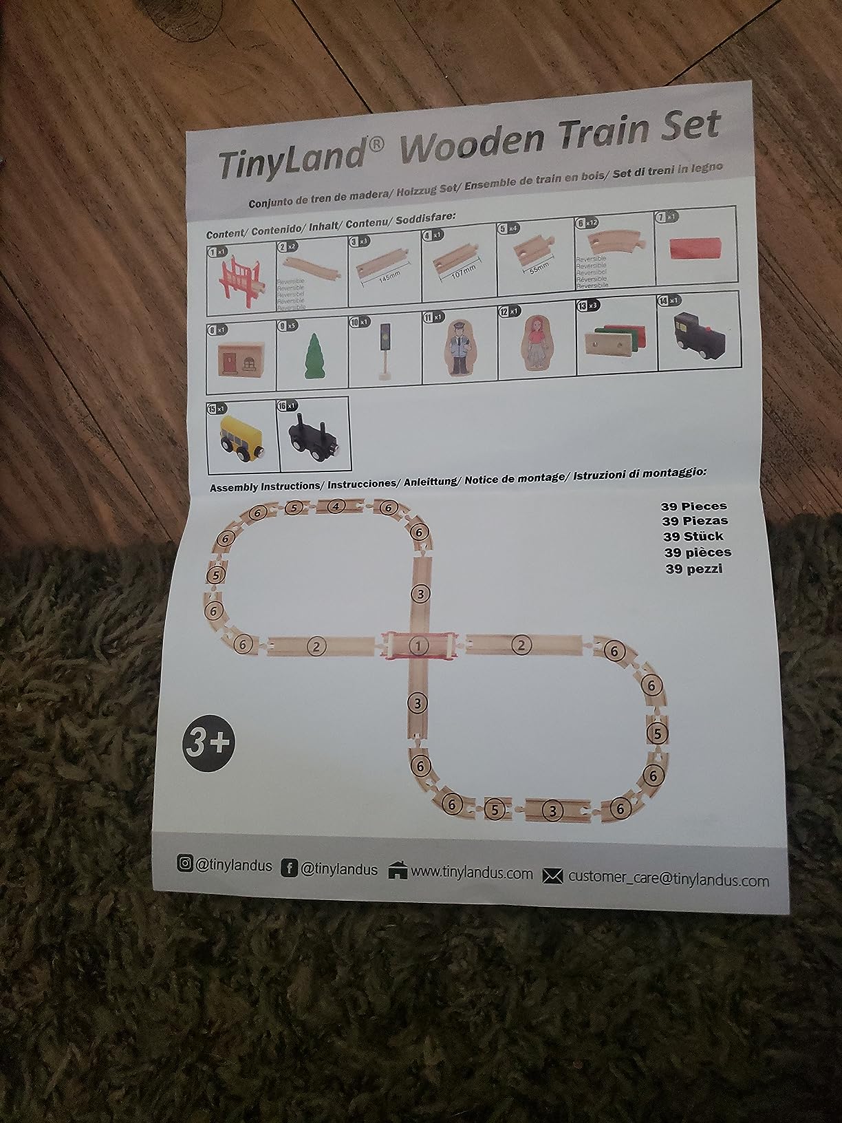 Tiny Land 39 Pcs Wooden Train Set for Toddler with Wooden Tracks - Compatible with Major Brands customer photo 1