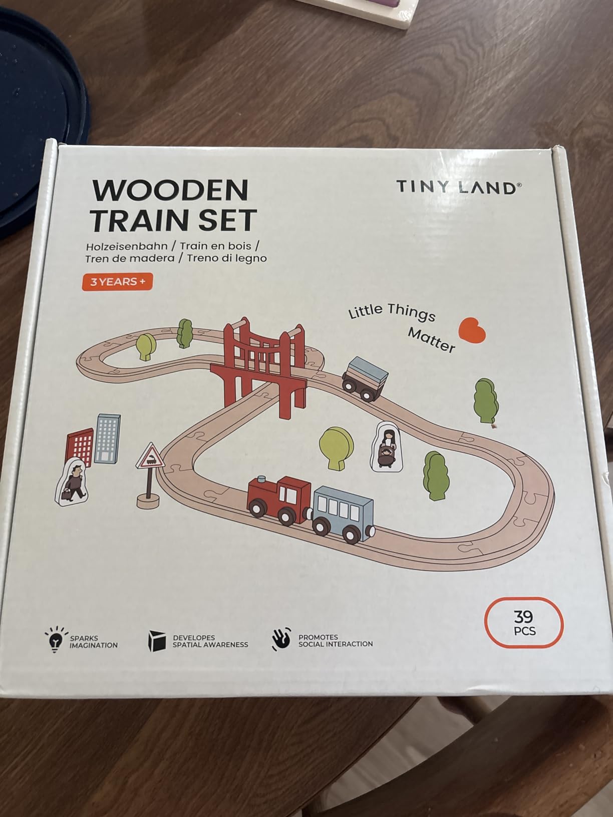 Tiny Land 39 Pcs Wooden Train Set for Toddler with Wooden Tracks - Compatible with Major Brands customer photo 2