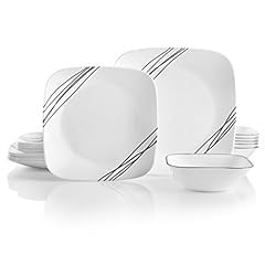 Corelle 18-Piece Service for 6 Dinnerware Set Triple Layer Glass and Chip Resistant, Lightweight Square Plates and Bowls Set, Simple Lines customer photo 1