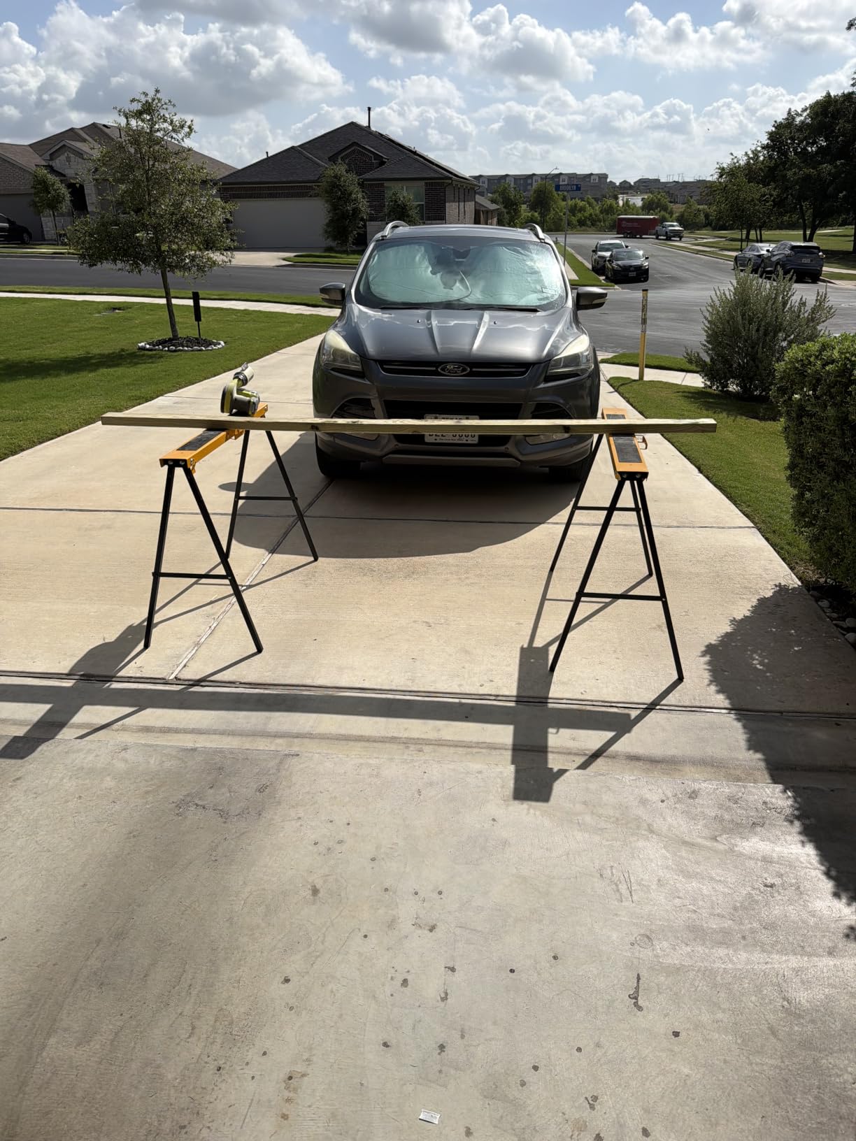 Forup Portable Folding Sawhorse, Heavy Duty Twin Pack, 275 lb Weight Capacity Each 2 Pack (Yellow) customer photo 1