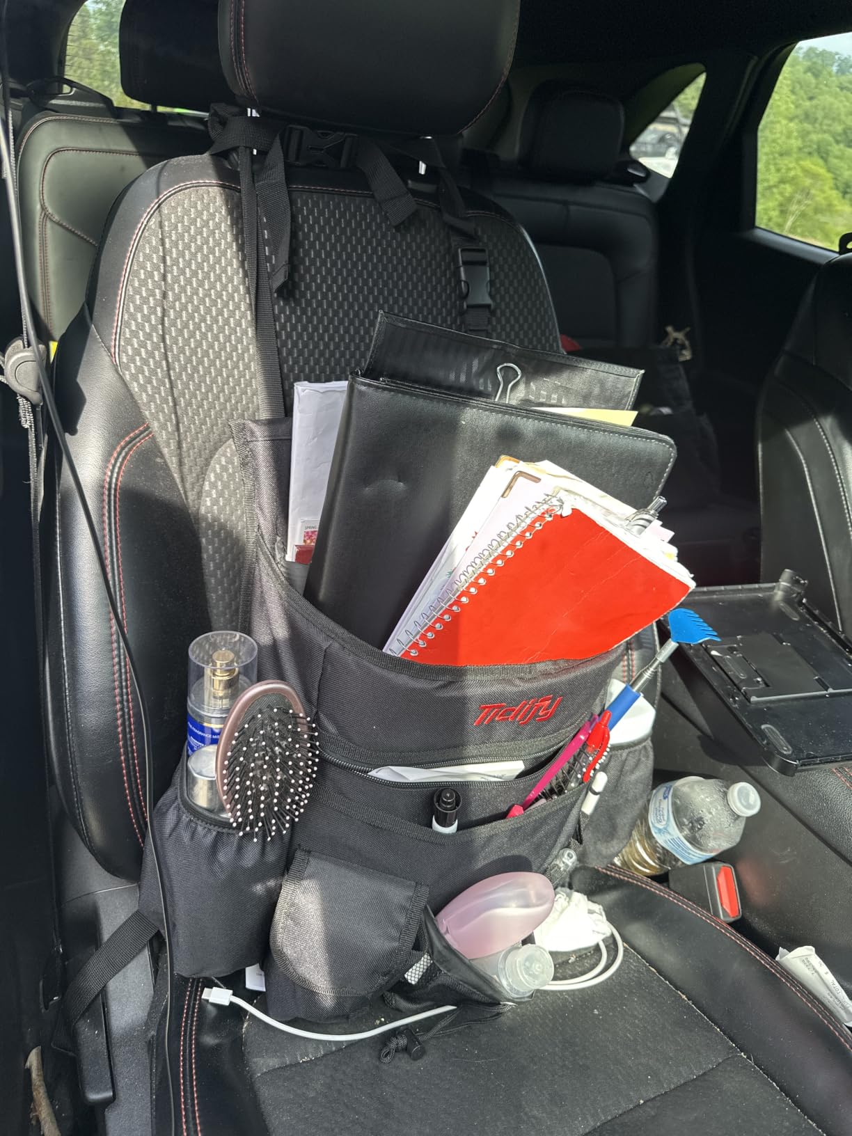 Tidify Car Front Seat Organizer [2025 UPDATED] with Dedicated Tablet and Laptop Storage, Stabilizing Side Straps, Soft Adjustable Shoulder Strap and Hardened Buckles customer photo 1