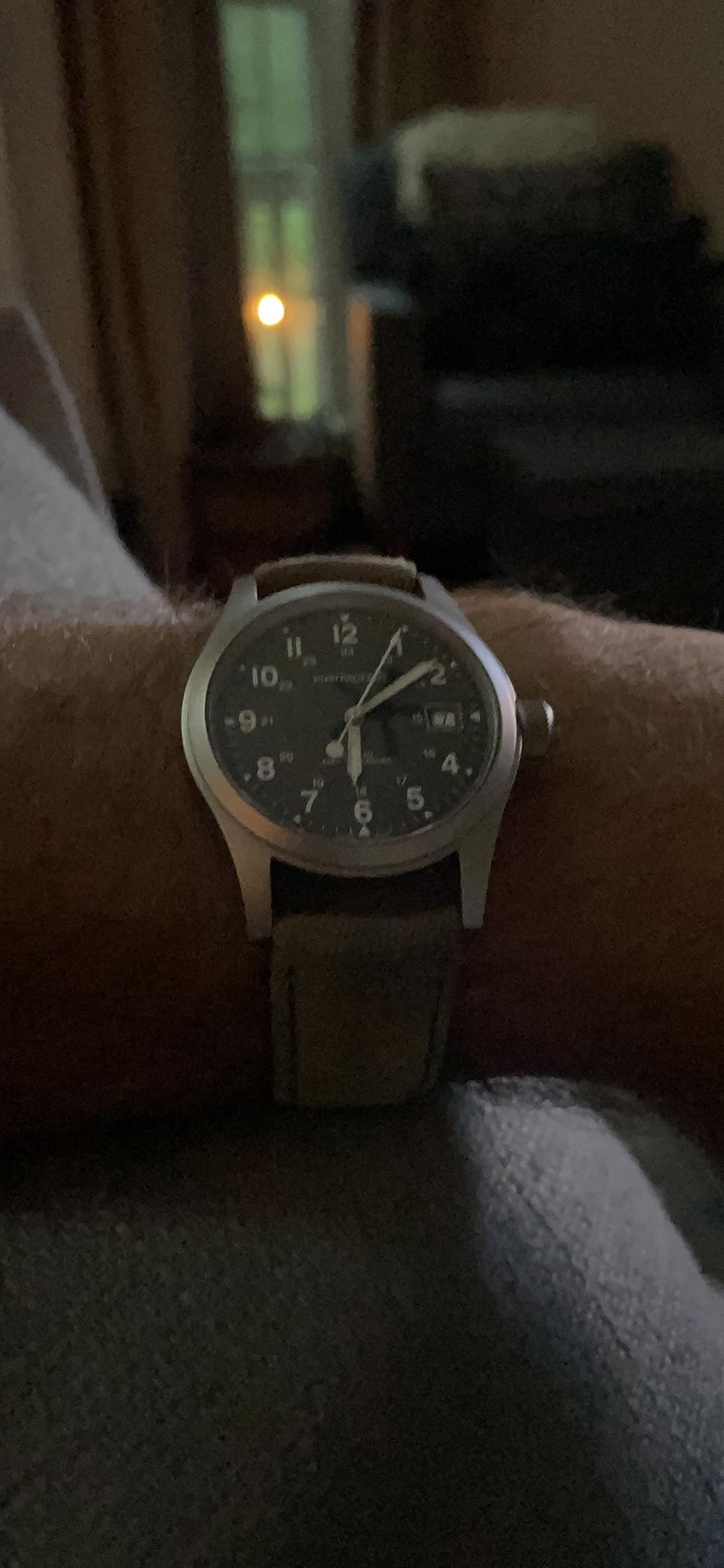 Hamilton Khaki Field Mechanical Men's Watch, 38mm Stainless Steel Case, Swiss Made, Green Dial Analog Wrist Watch for Men, 50m Waterproof, Sapphire Crystal, Canvas Strap customer photo 2